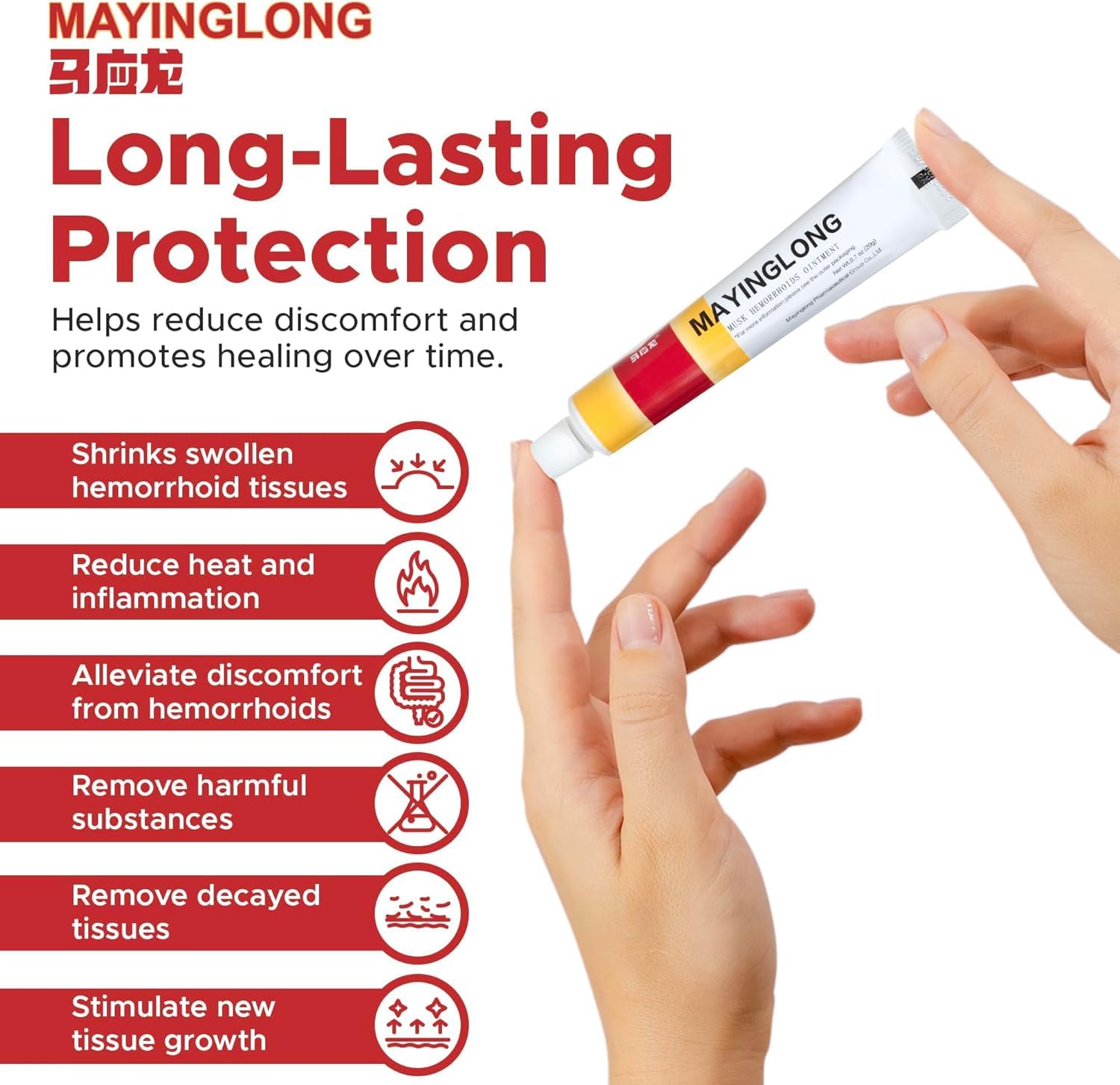 Mayinglong Musk ointment tube with included intrarectal applicators for easy use
