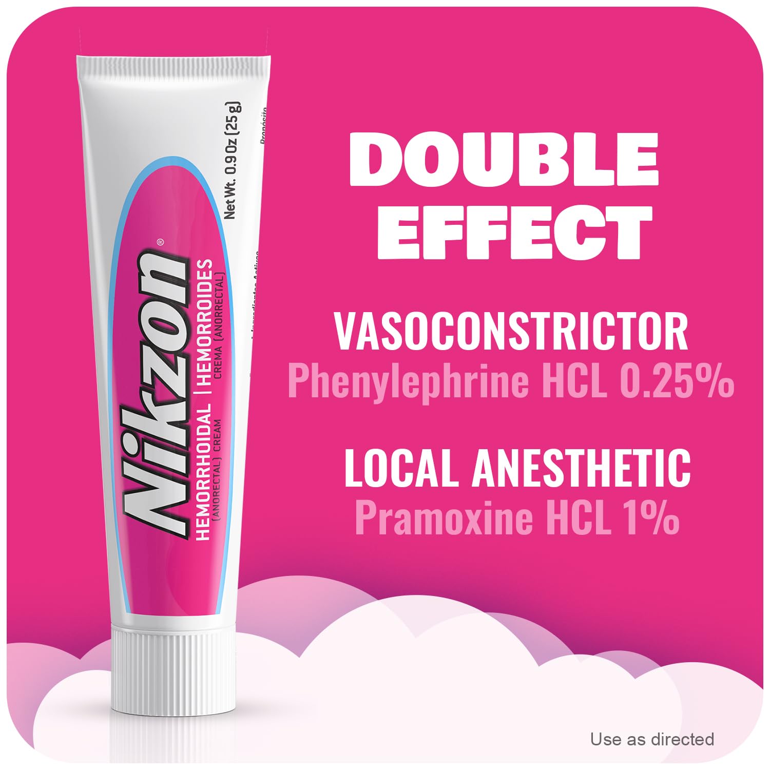Nikzon double effect hemorrhoid treatment tube on plain background