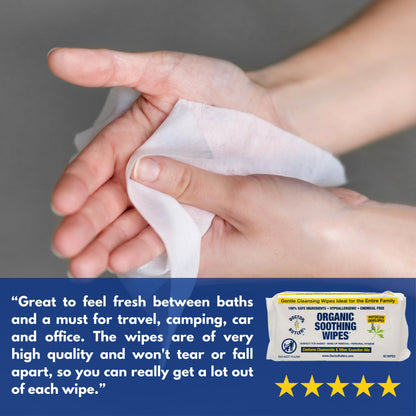 Doctor Butler's biodegradable face wipes showing the secure resealable moisture seal