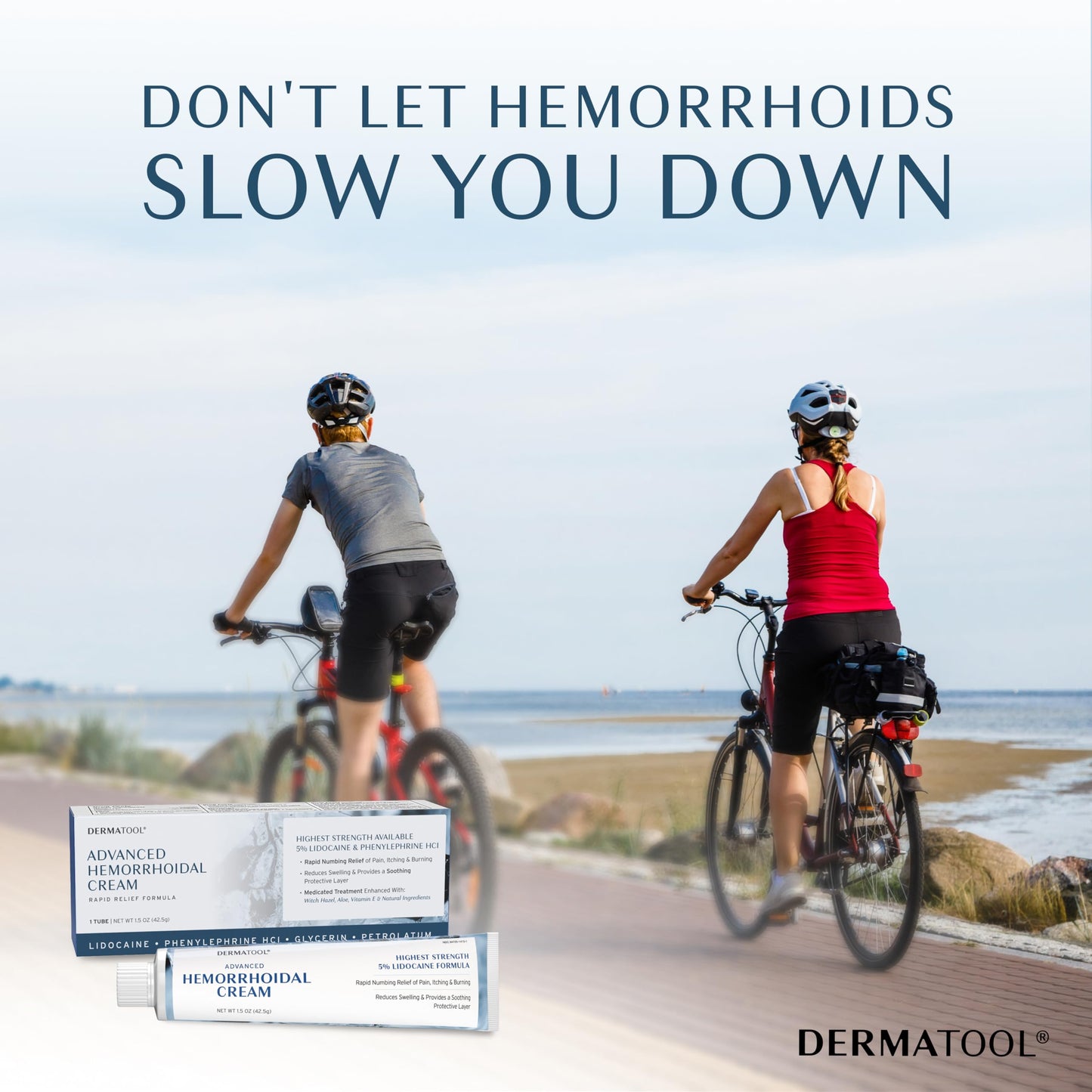 Dermatool fissure and hemorrhoid cream package indicating phenylephrine content for blood vessel constriction.
