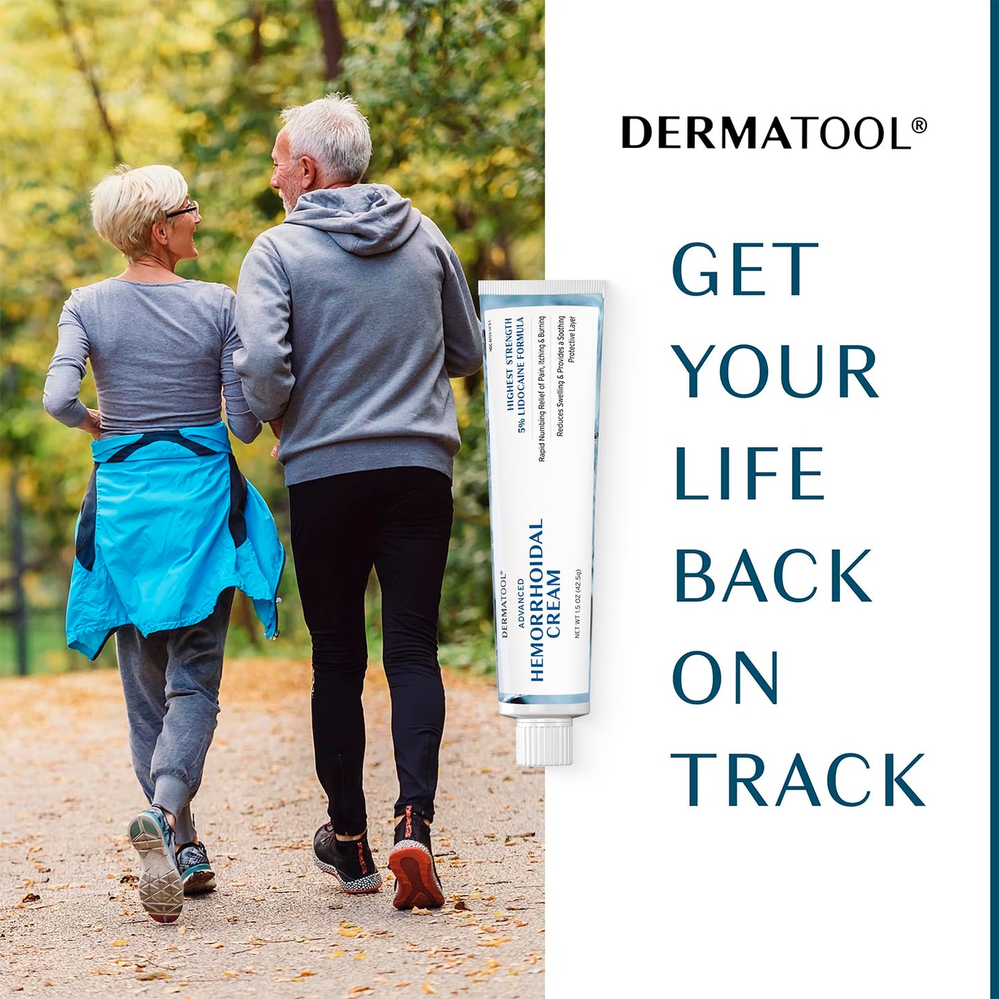 Dermatool 5 percent lidocaine HCL cream showcasing medical grade relief for severe anorectal discomfort.