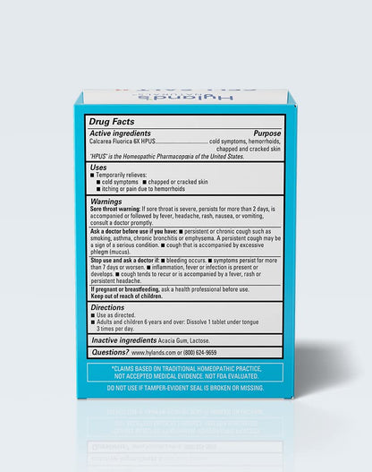 Hyland's Calcarea Fluorica 6X tissue elasticity cell salt 100 quick dissolving tablets packaging