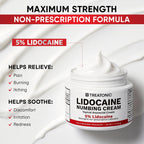 Health One 2.1 ounce lidocaine cream close up showing fast acting formulation info