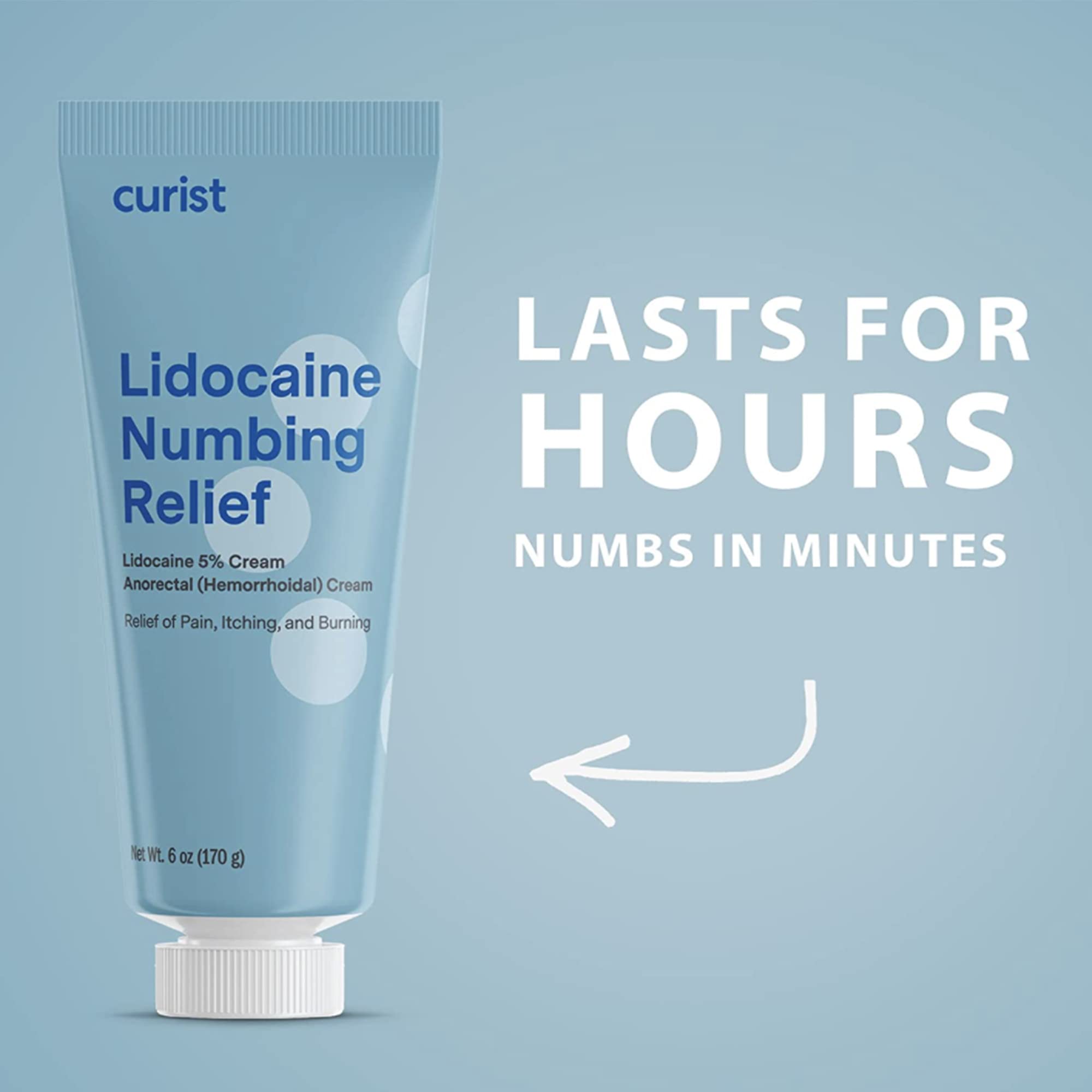 Two extra large 6 Ounce tubes of Curist topical numbing cream side by side