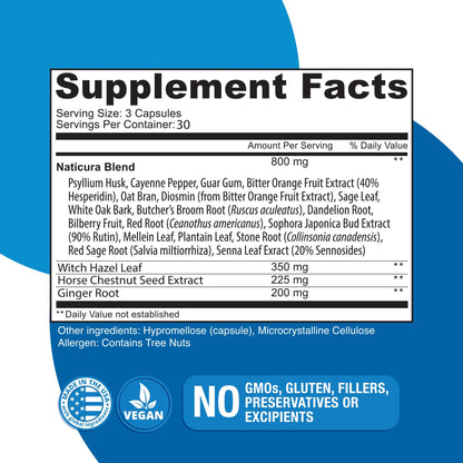 Naticura Hem-Control ninety vegan capsules side label showing ingredient information