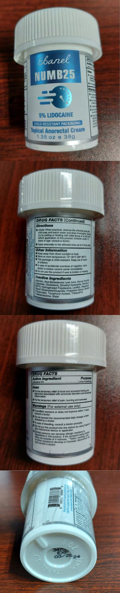 Authentic Ebanel Numb25 skin irritation and anti inflammatory cream product dimensions view