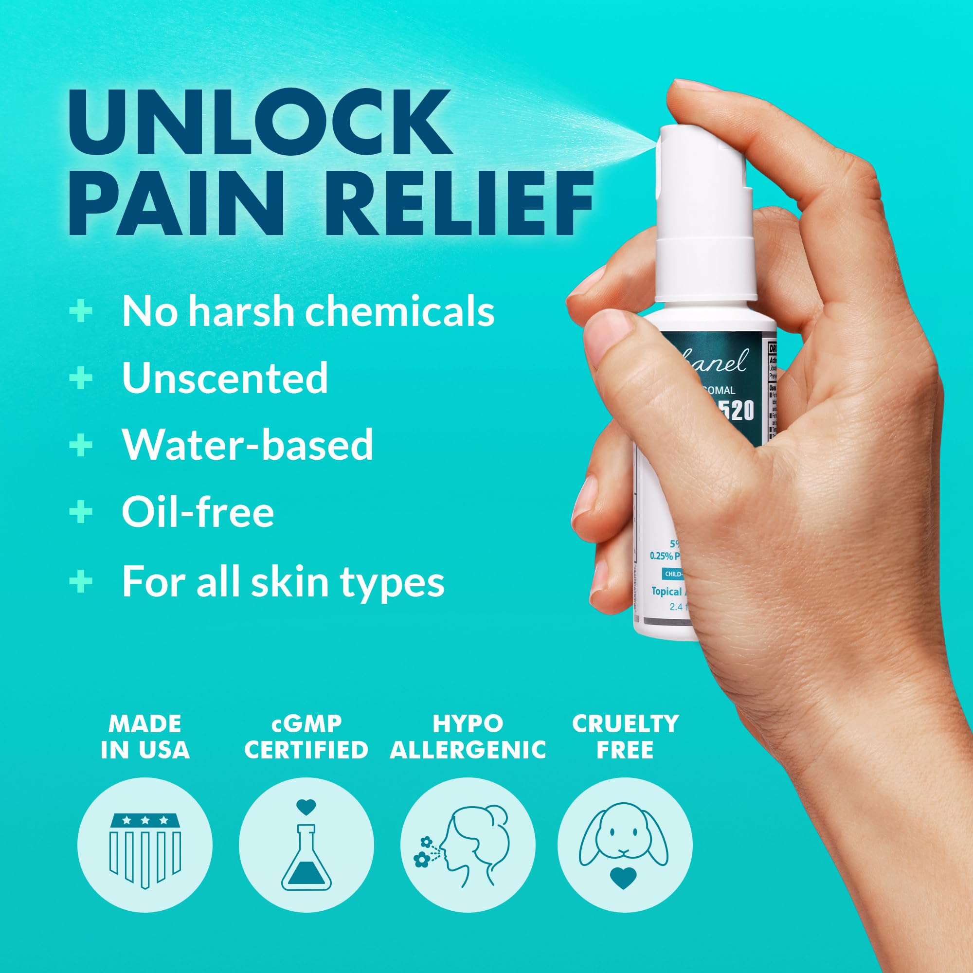 USA imported Ebanel Numb520 skin numbing spray for burning and itching relief