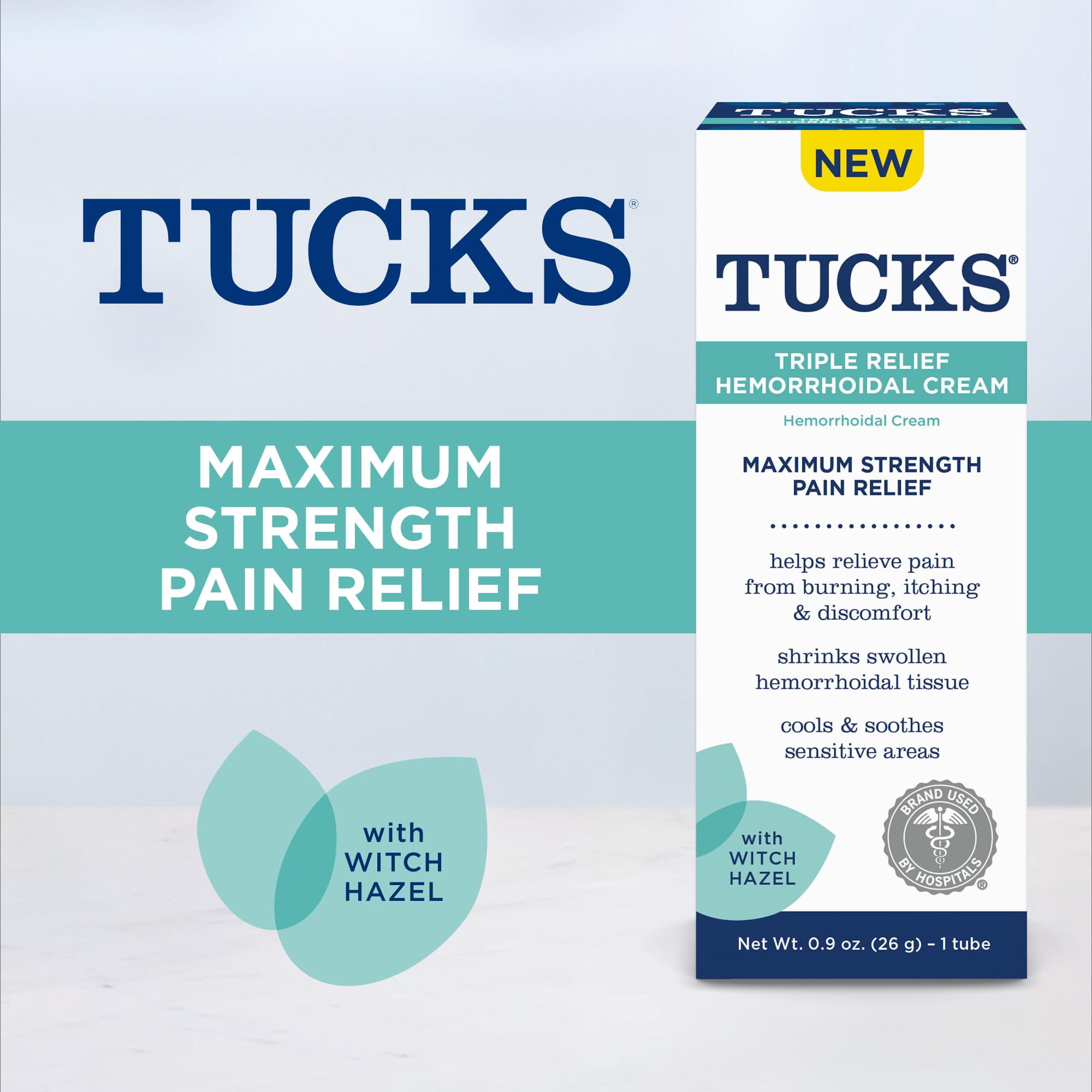 Tucks hemorrhoid pain relief cream with witch hazel for swelling reduction