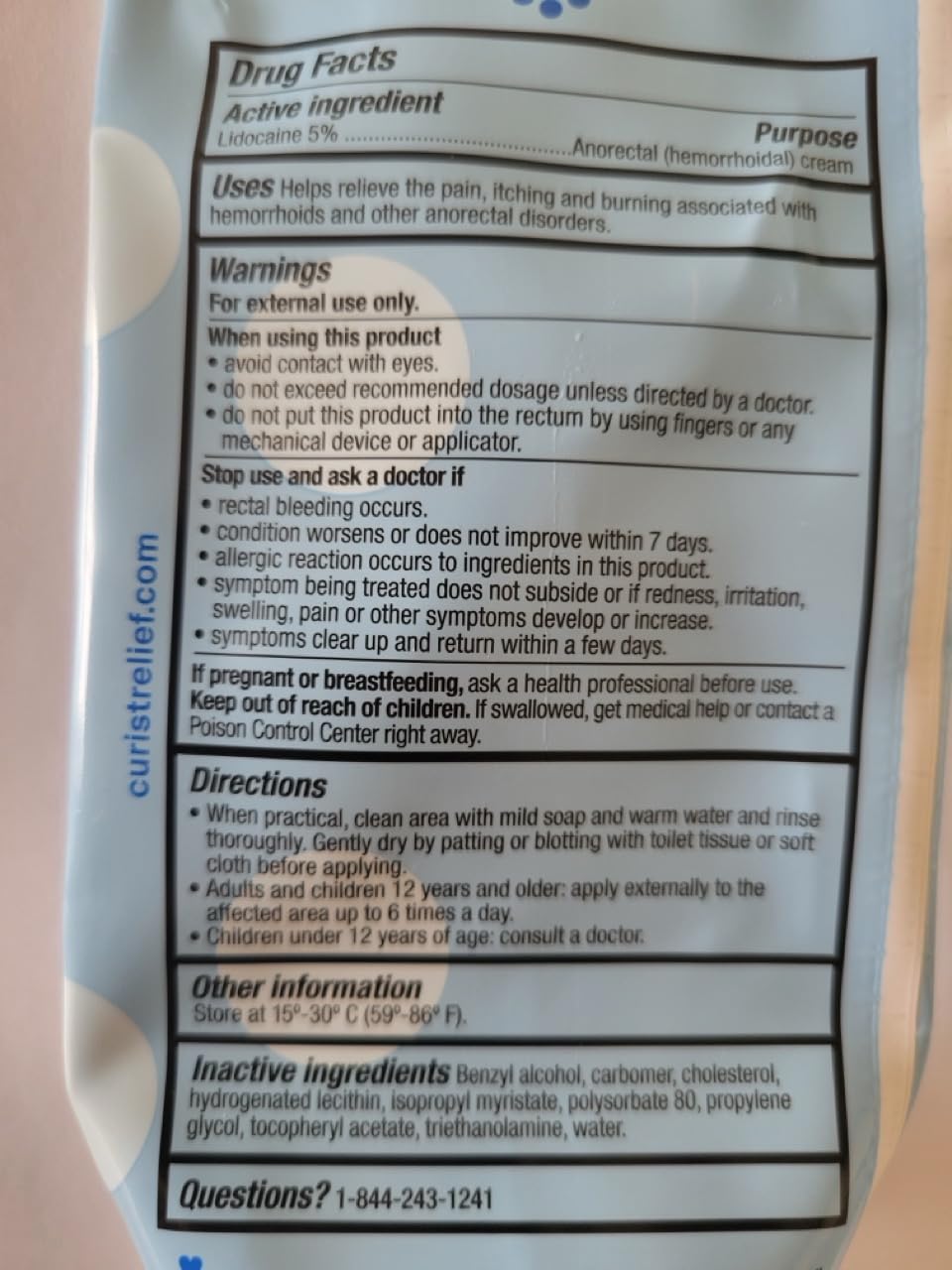 Curist lidocaine five percent cream xl tube scaled view emphasizing the extra value volume size.