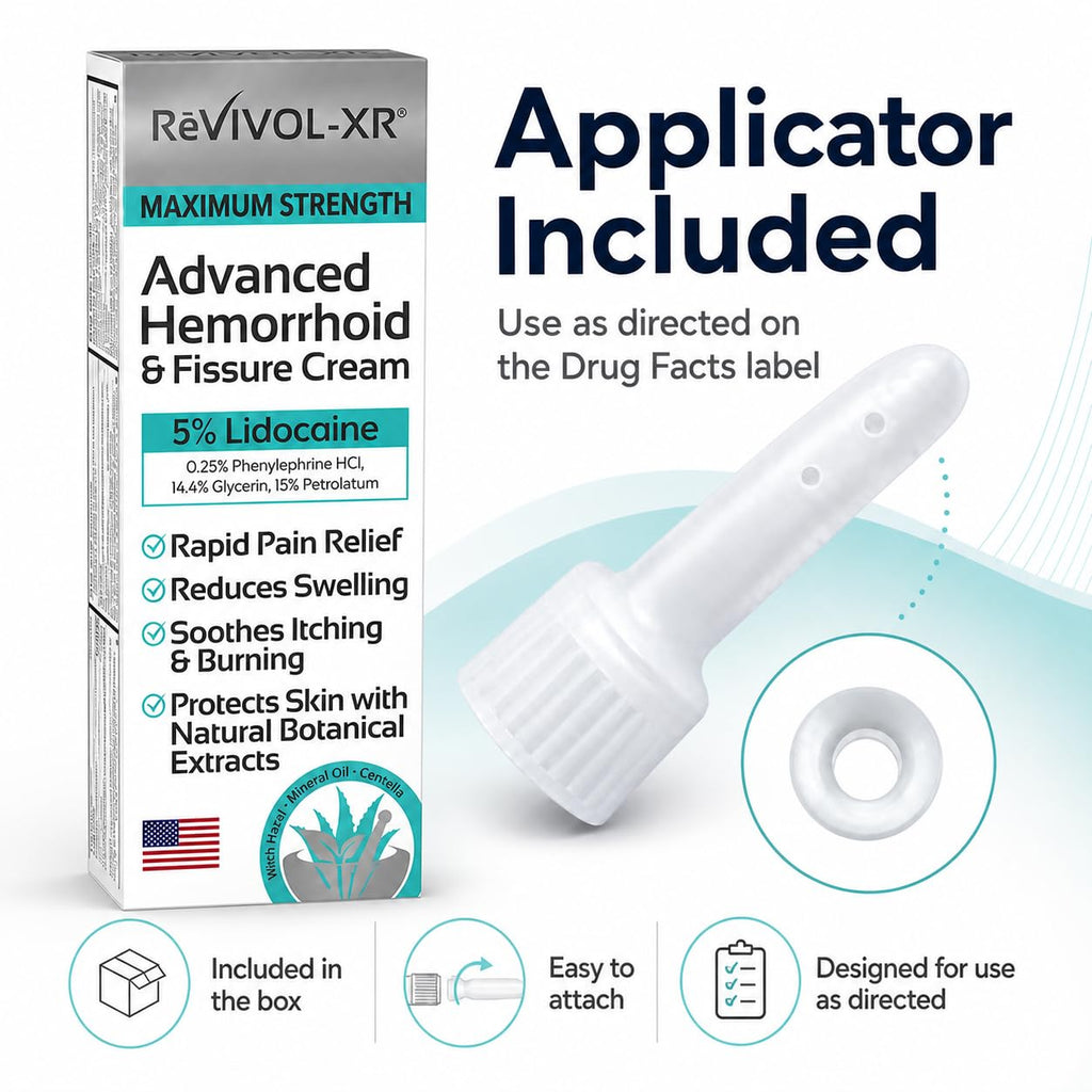 Back label of REVIVOL-XR ointment detailing the active ingredients including aloe and witch hazel