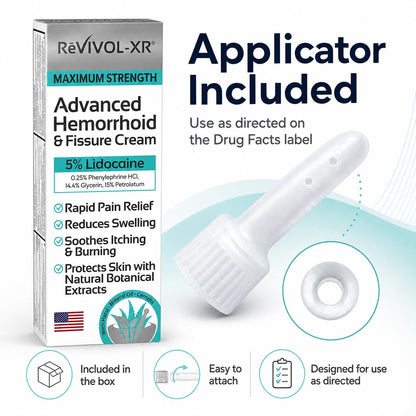 Back label of REVIVOL-XR ointment detailing the active ingredients including aloe and witch hazel