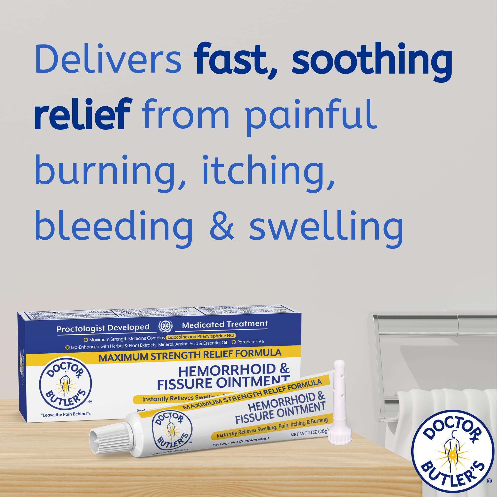 Doctor Butler's lidocaine cream tube showing active ingredients for reducing swelling