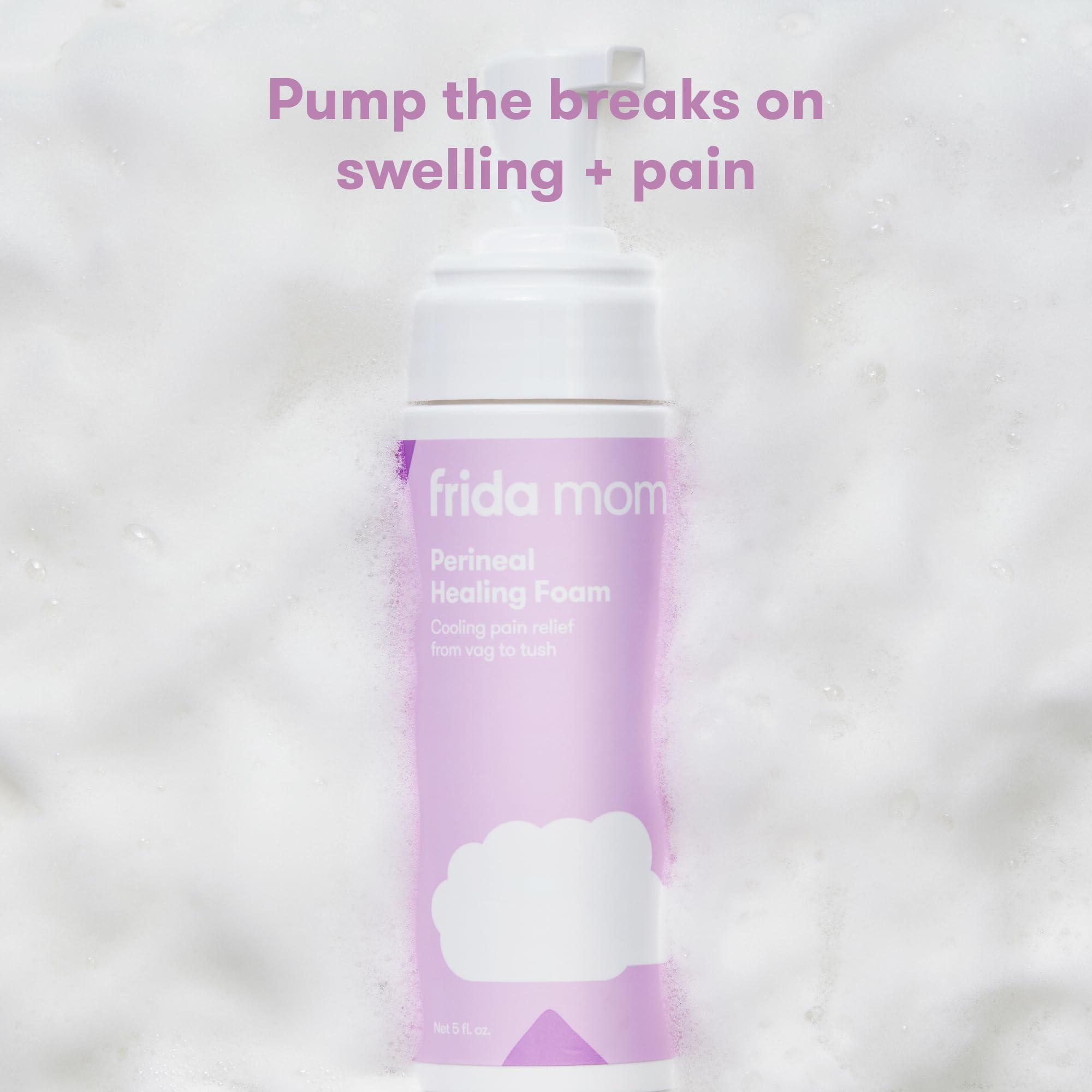 Frida Mom postpartum cooling foam pump bottle packaging details