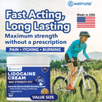 Authentic USA imported WELMATE lidocaine five percent cream packaging displaying the six ounce product volume
