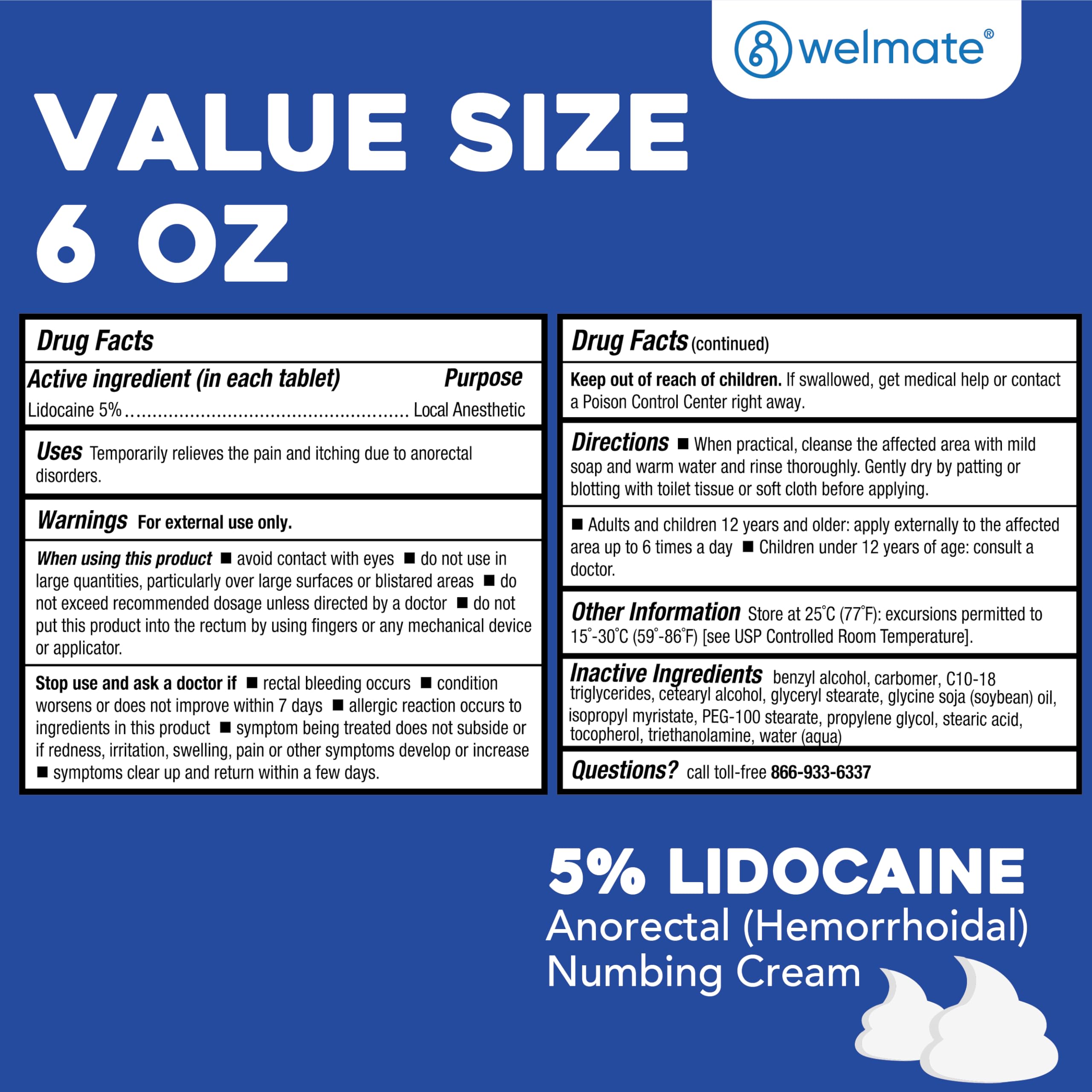 Close up view of the WELMATE maximum strength lidocaine cream container showcasing the protective seal