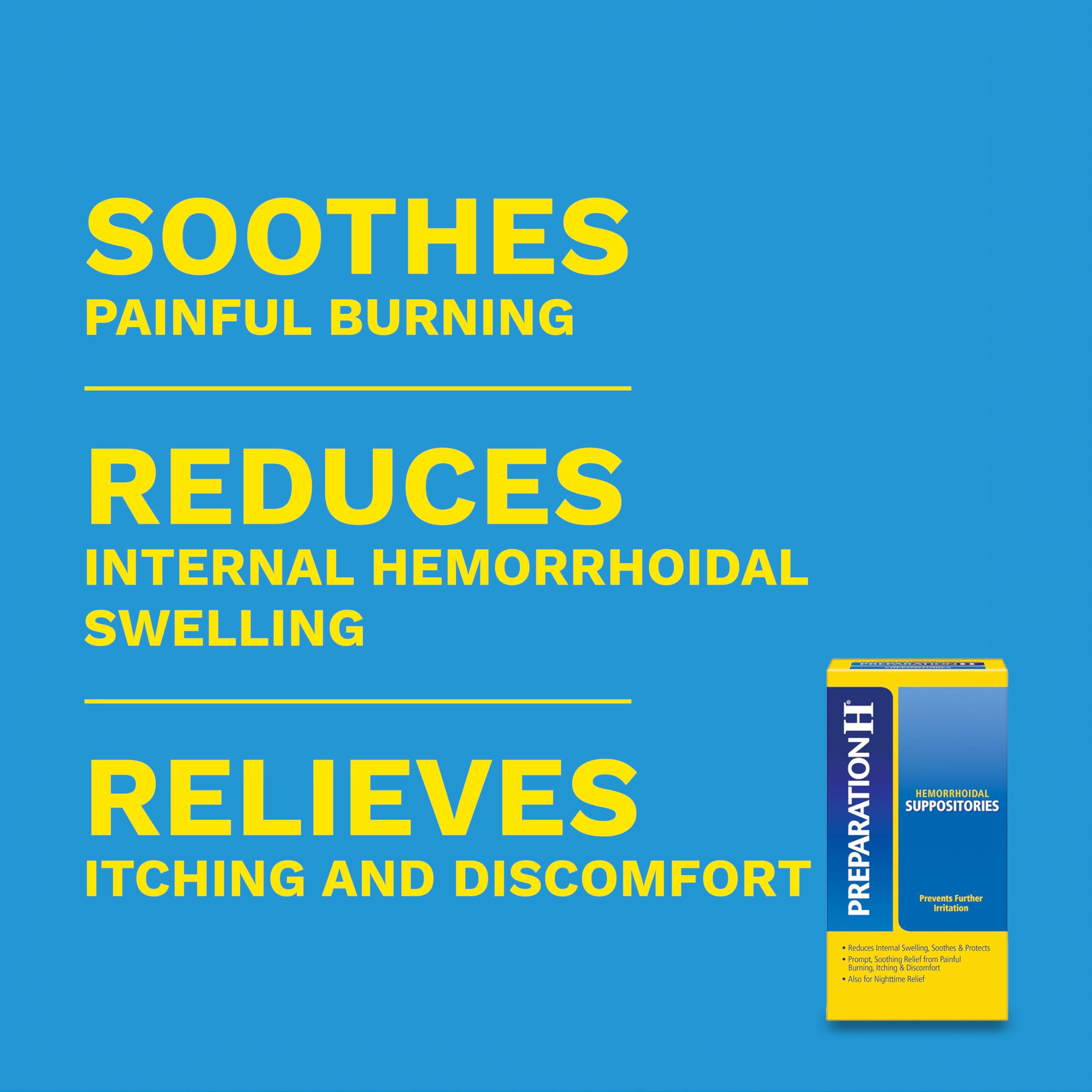 Preparation H internal hemorrhoid treatment packaging showing active ingredients and directions