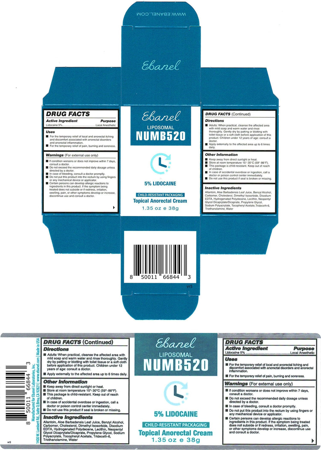 Ebanel maximum strength five percent lidocaine jar with protective outer seal