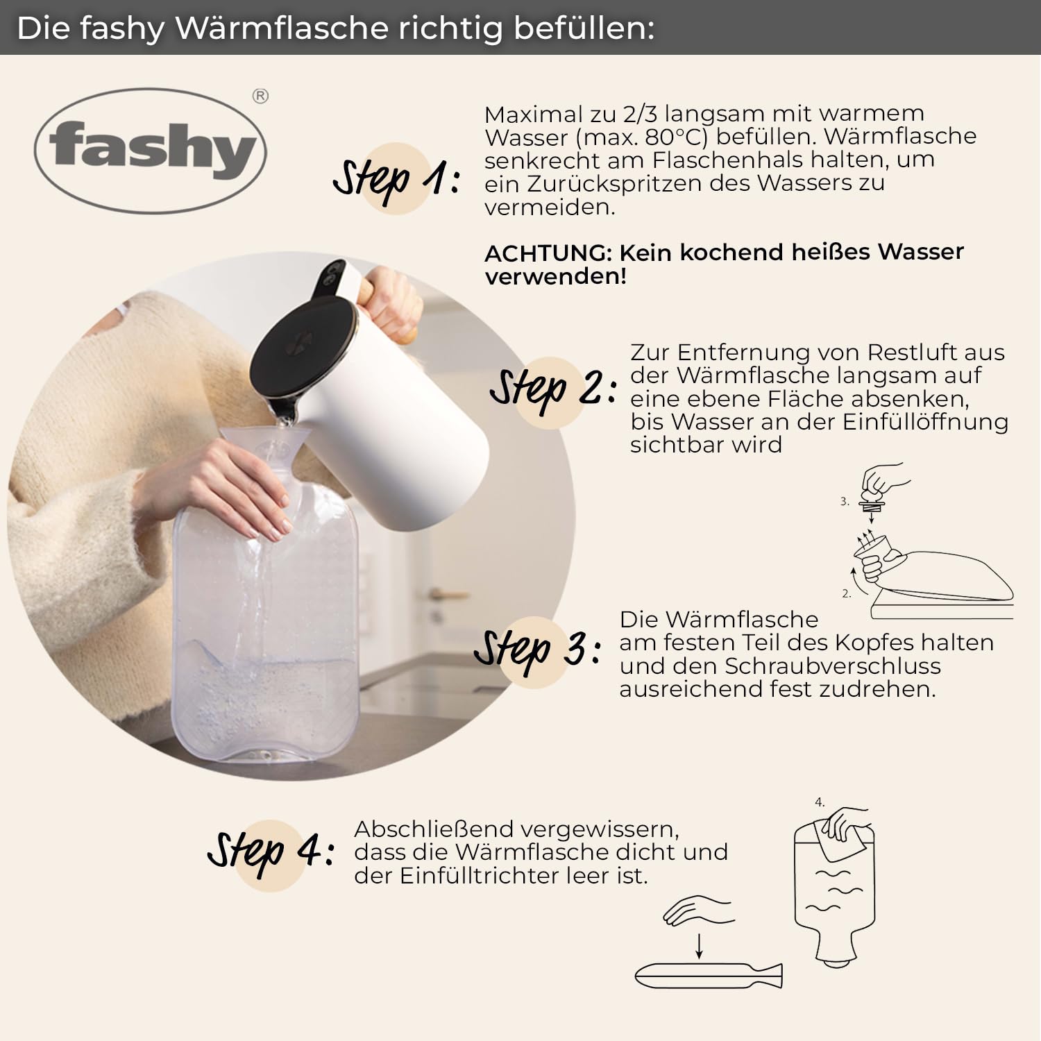 Fashy hot water bottle in cranberry color for pain relief