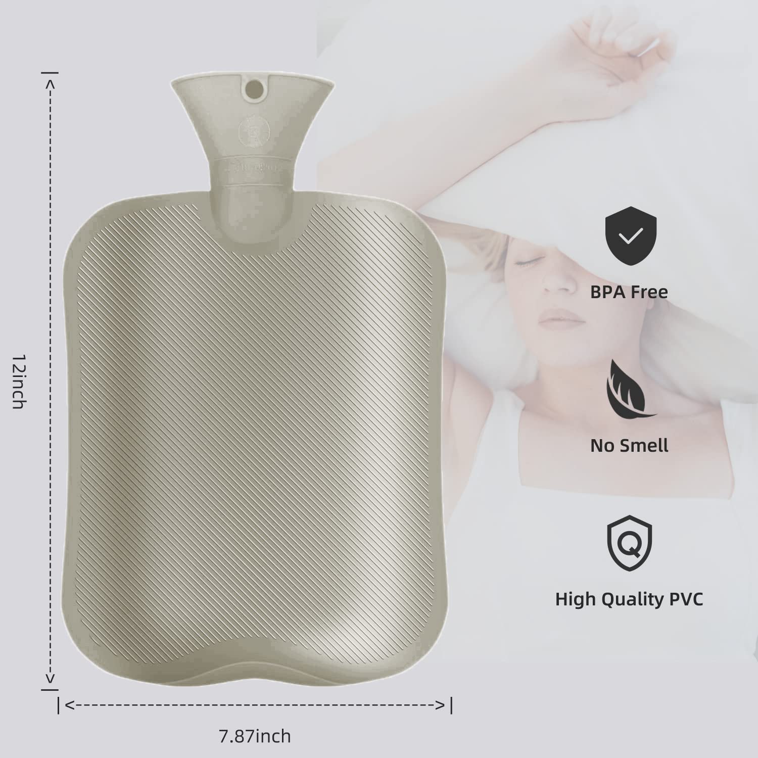 OliviaLiving heating pad being filled safely with warm water to treat lower back stiffness.