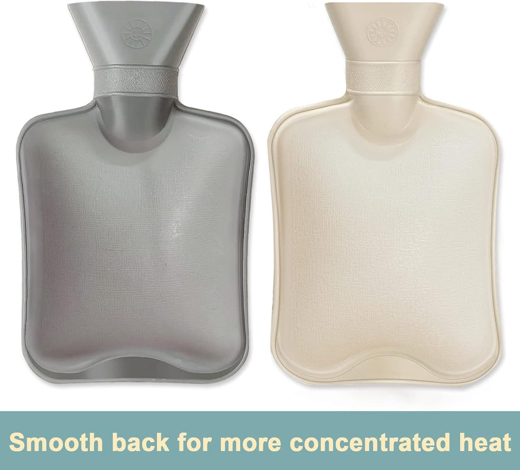 Shencai authentic imported hot water bag set illustrating how to safely fill the container to two thirds capacity.
