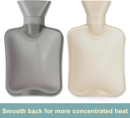 Shencai authentic imported hot water bag set illustrating how to safely fill the container to two thirds capacity.