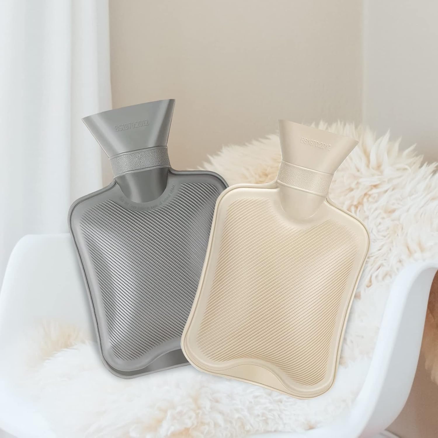 Shencai cute hot water bottle for period cramps being held safely to demonstrate compact portable size.