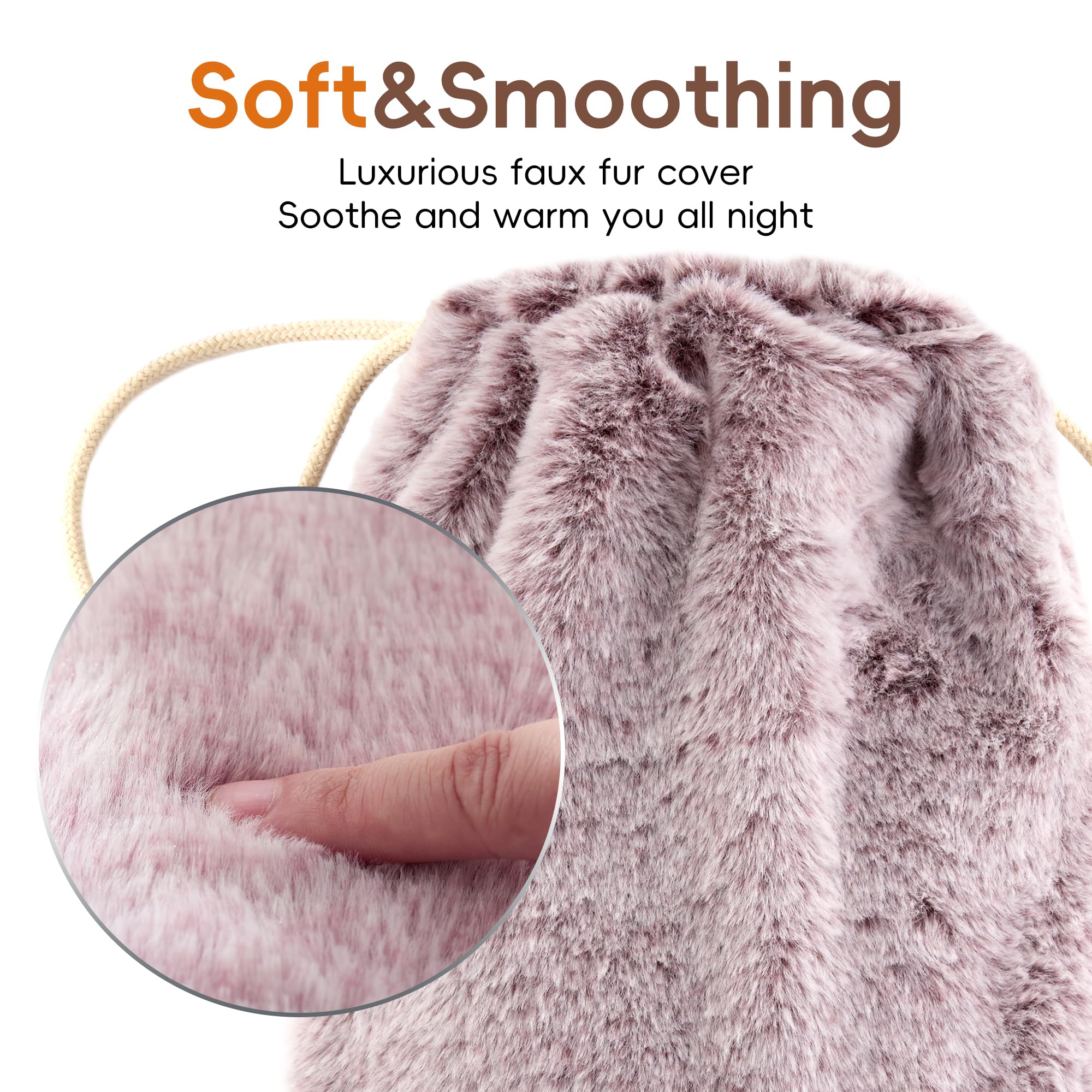 Samply two liter hot compress water bag with drawstring closure detail.