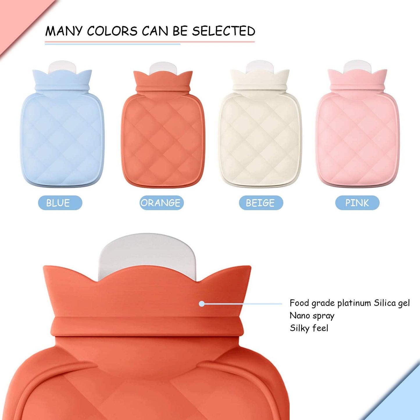 Redify silicone hot water bag showing wide 22mm filling nozzle