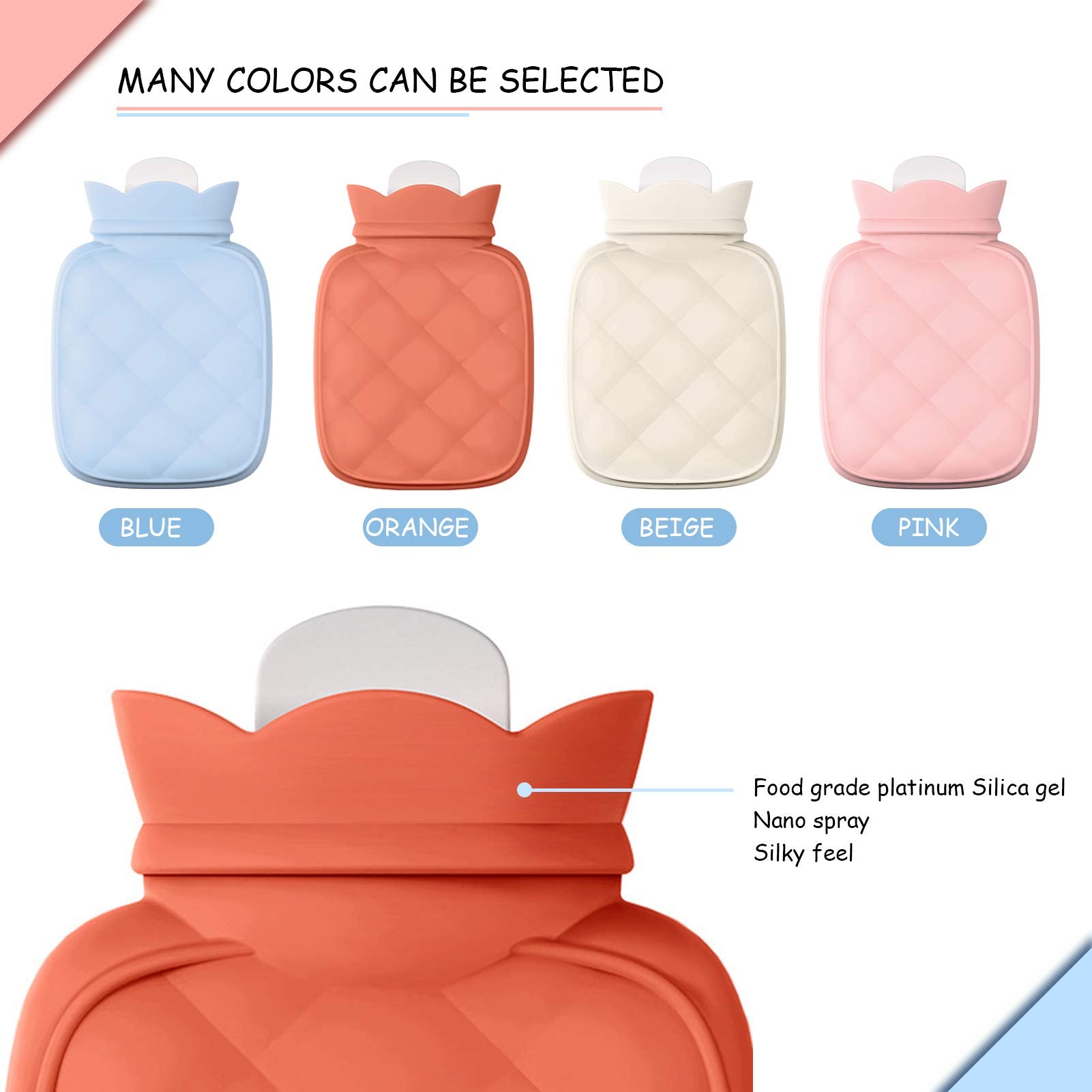 Redify silicone hot water bag showing wide 22mm filling nozzle