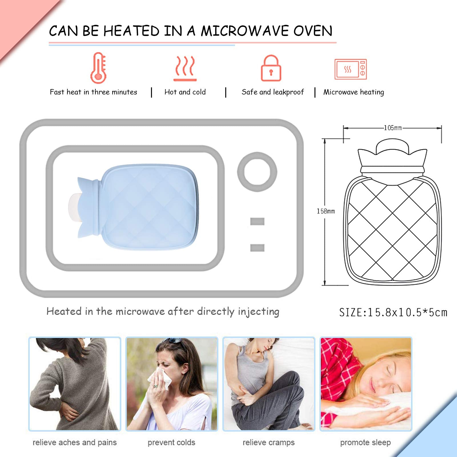 Redify silicone hot water bag used as a cold compress with ice