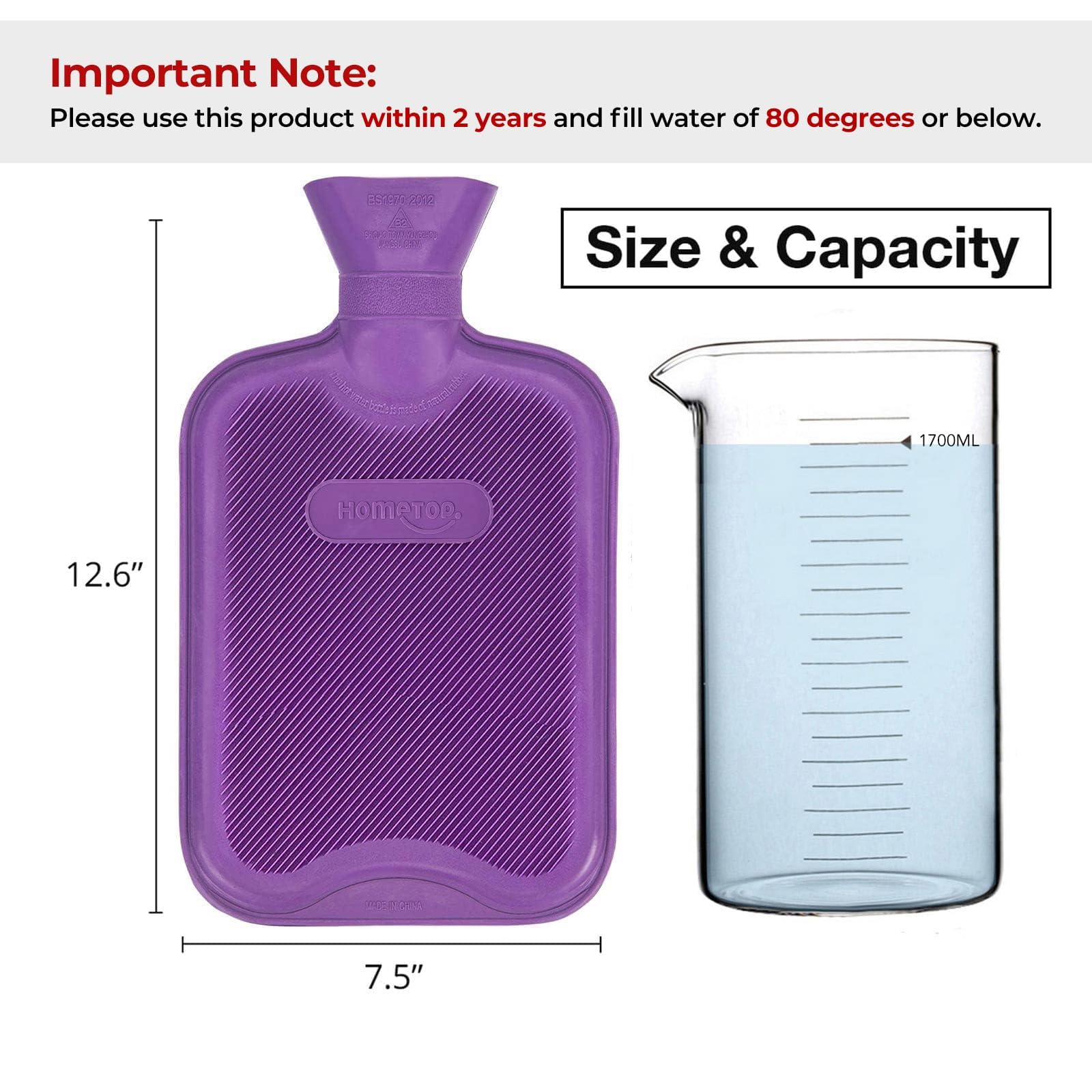 HomeTop water bottle with removable grey polka dot fleece cover