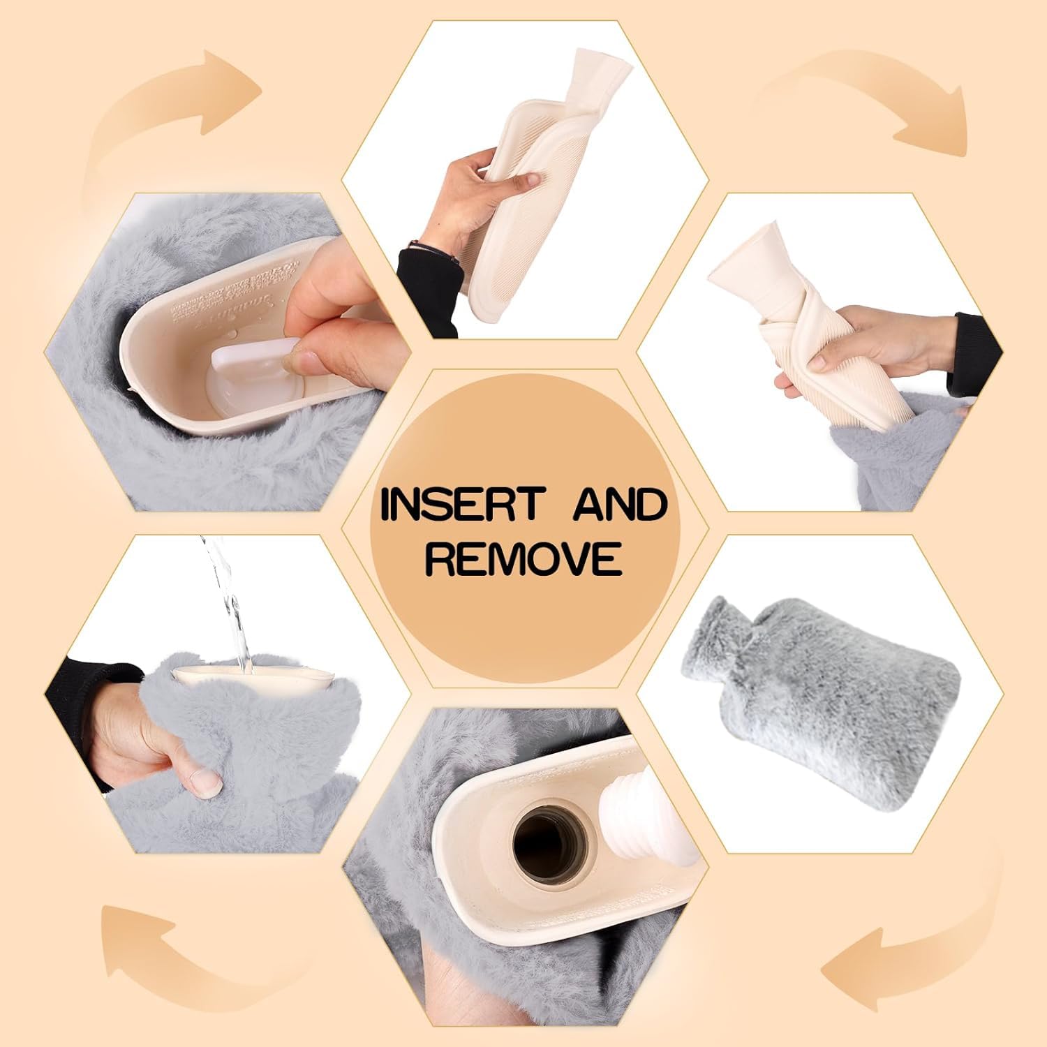CCMRCQ premium hot water pack with removable washable fabric cover for menstrual cramps comfort.