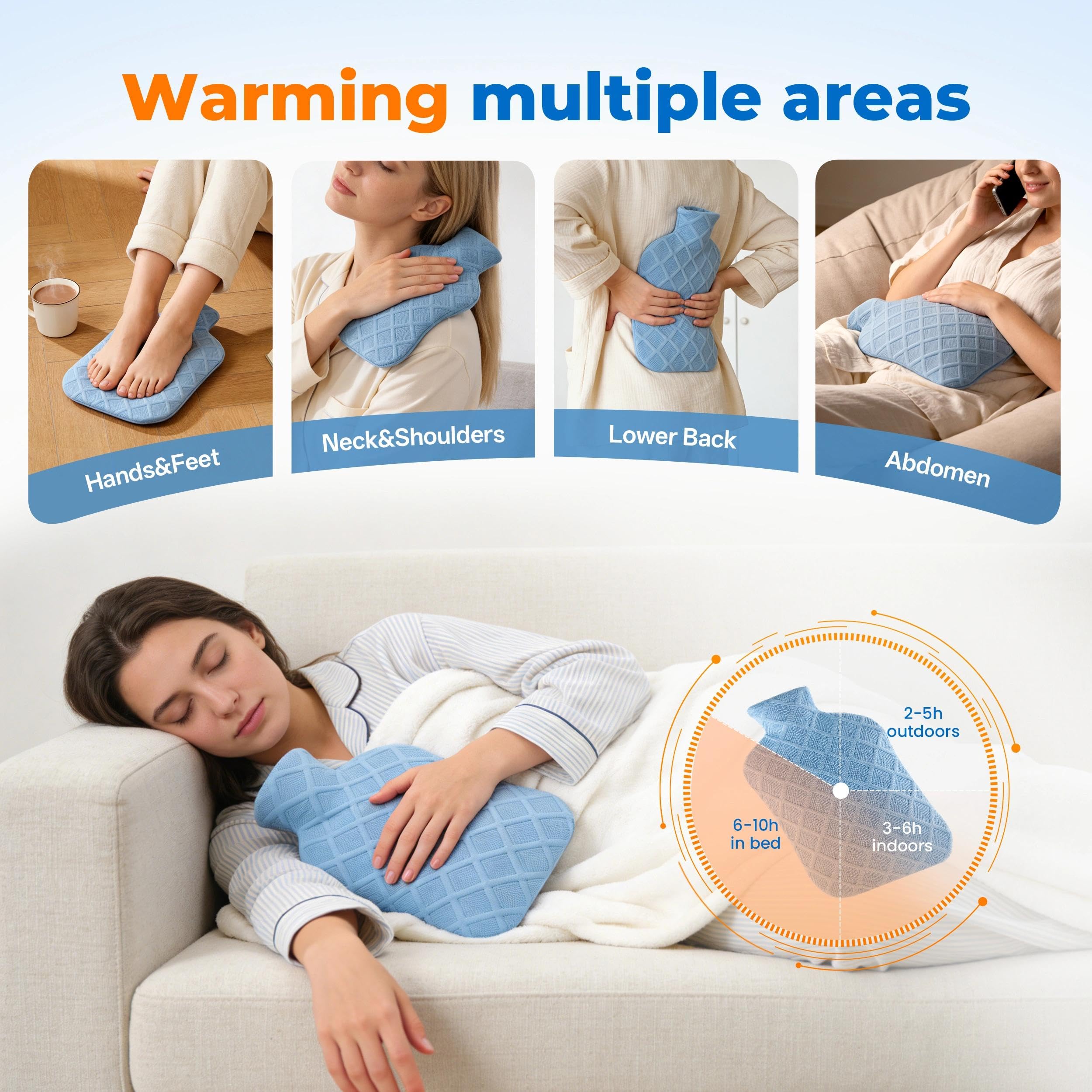 DICEVER two liter capacity hot water bag with its removable washable fleece lining.