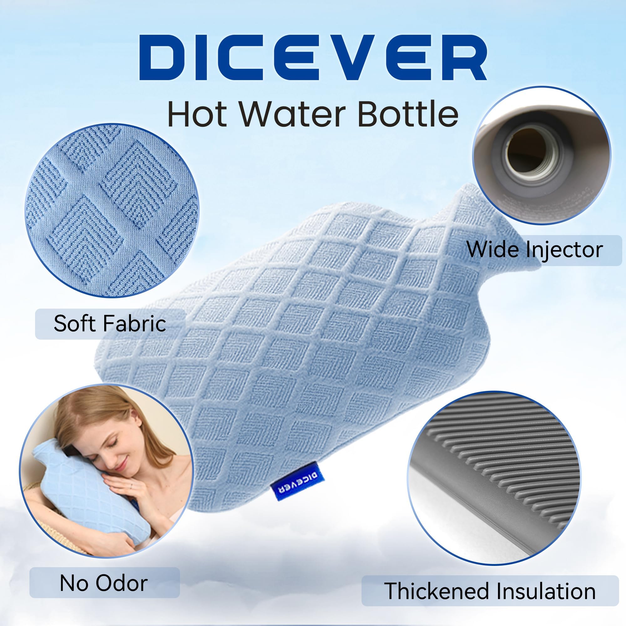 DICEVER hot and cold therapy bottle being filled safely with warm water.