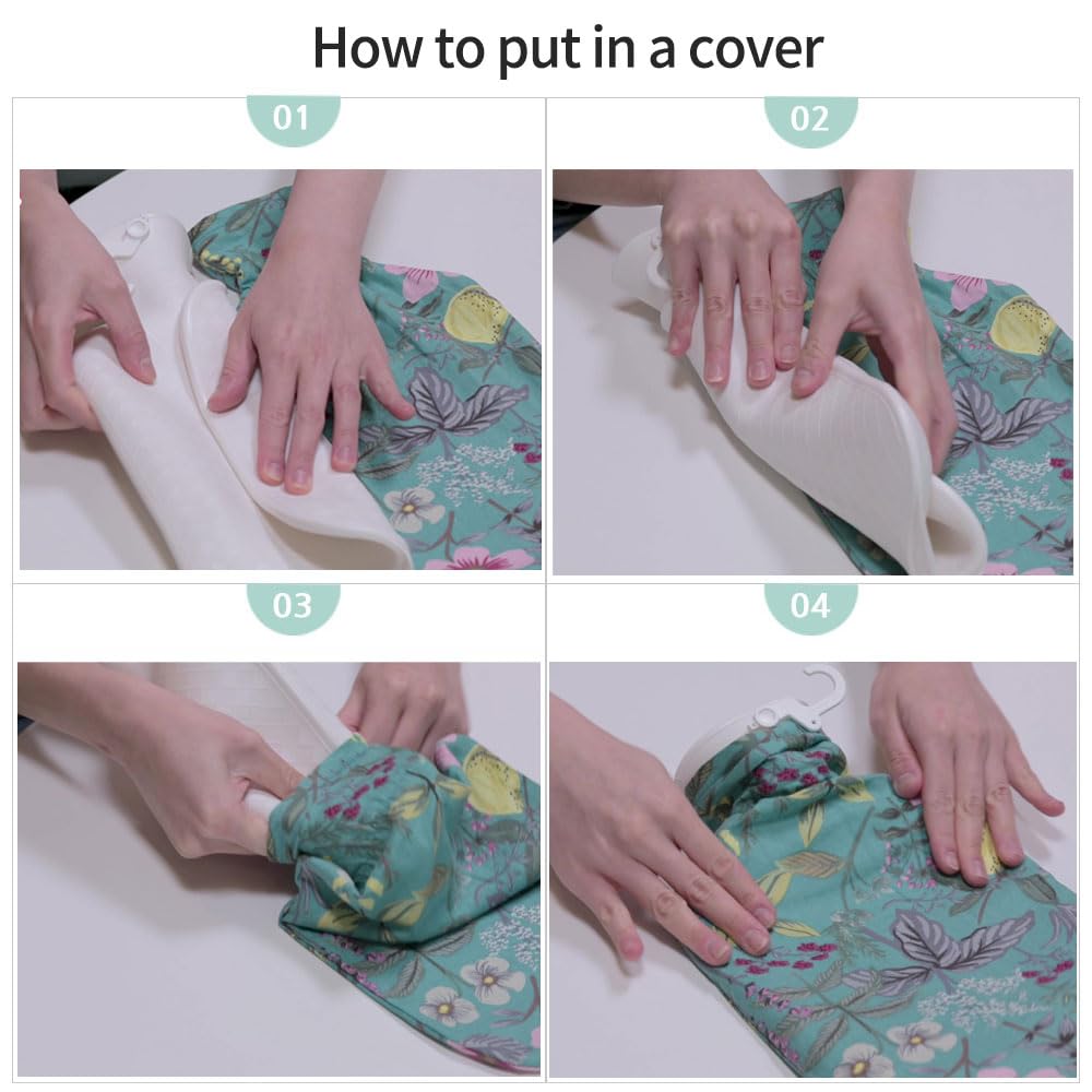 Fashy hot water bottle demonstrating heat retention for pain relief