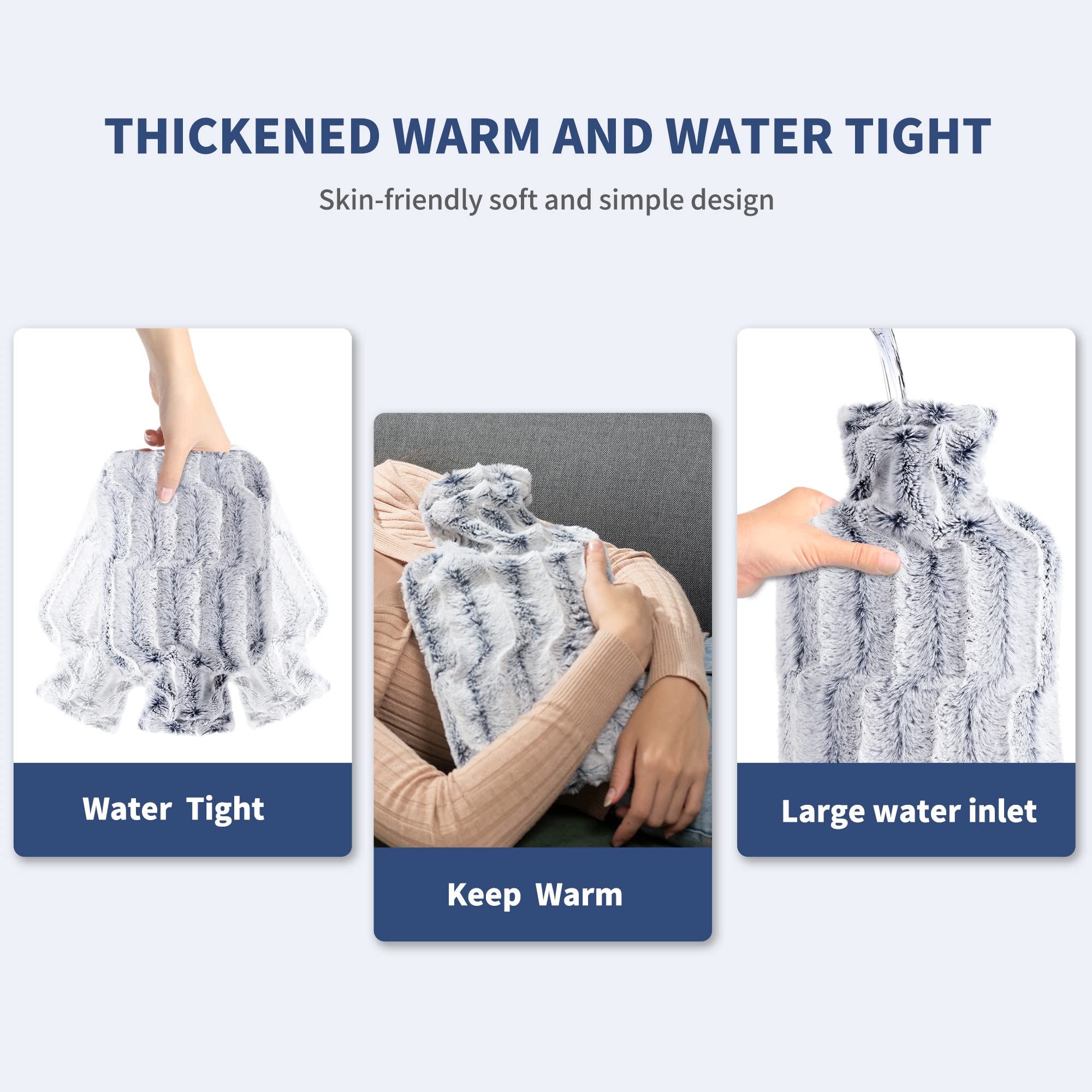 Samply thermal therapy bag with its premium plush light blue faux fur cover partially removed.