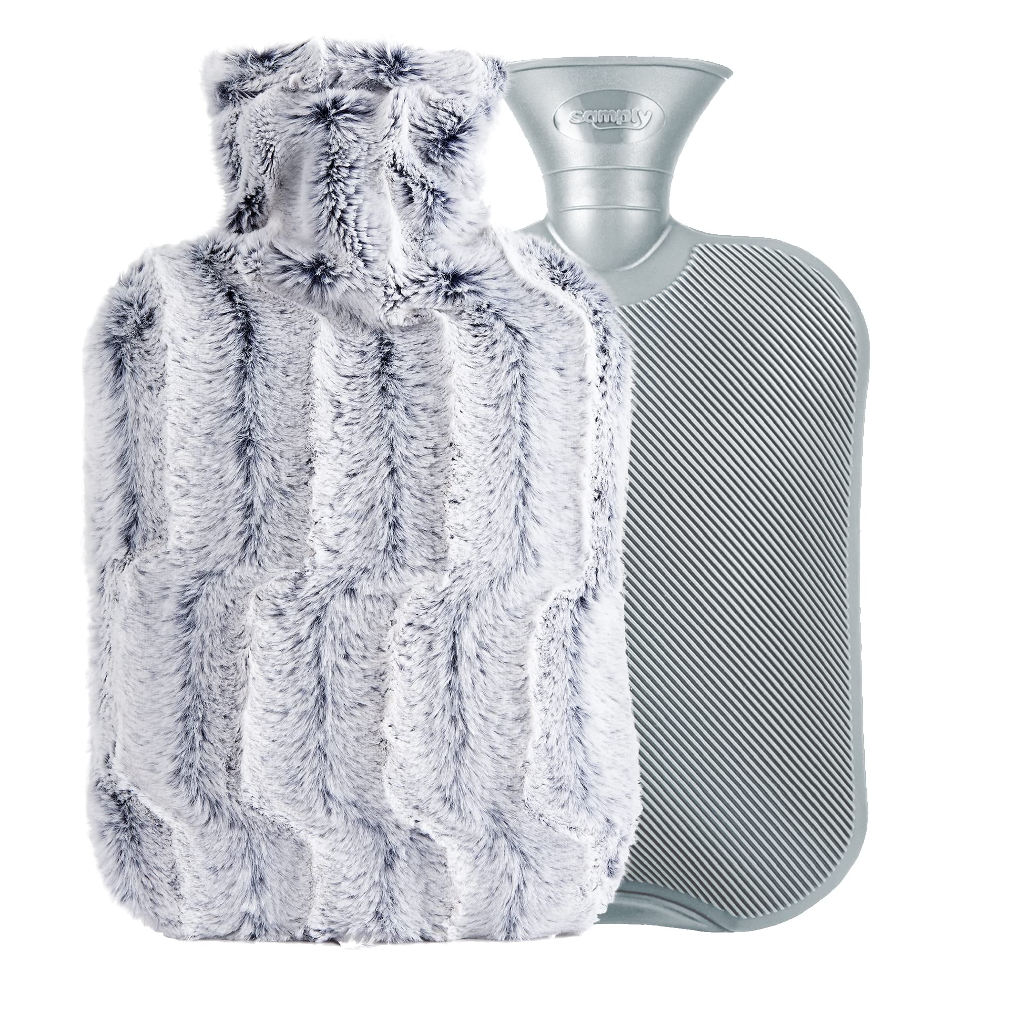 Close-up view of the leak-proof seal and durable material construction of the Samply hot water bottle.