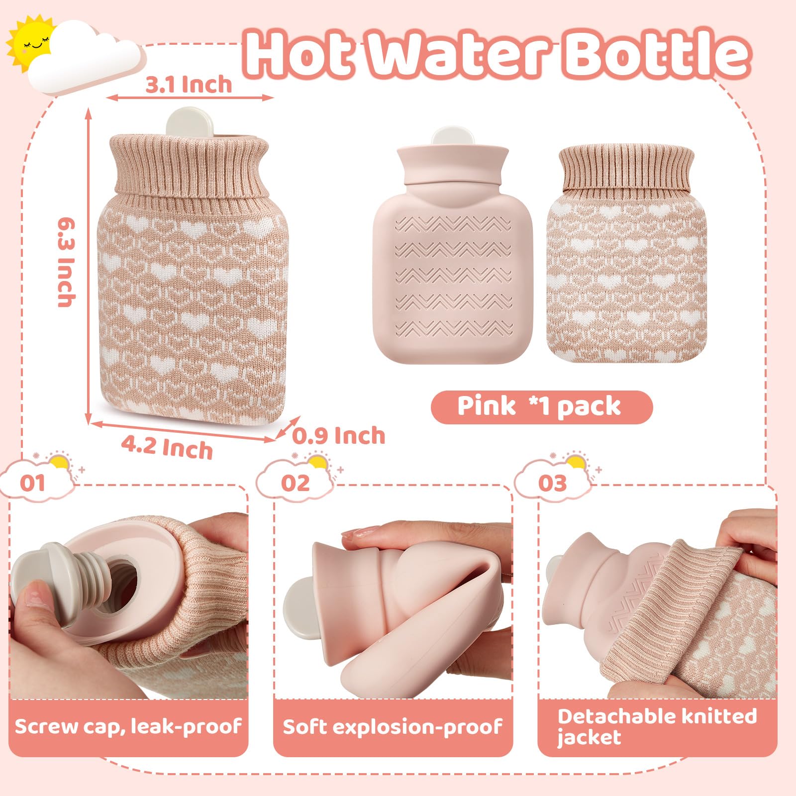 Amylove small silicone hot water bag being filled with water for muscle pain therapy