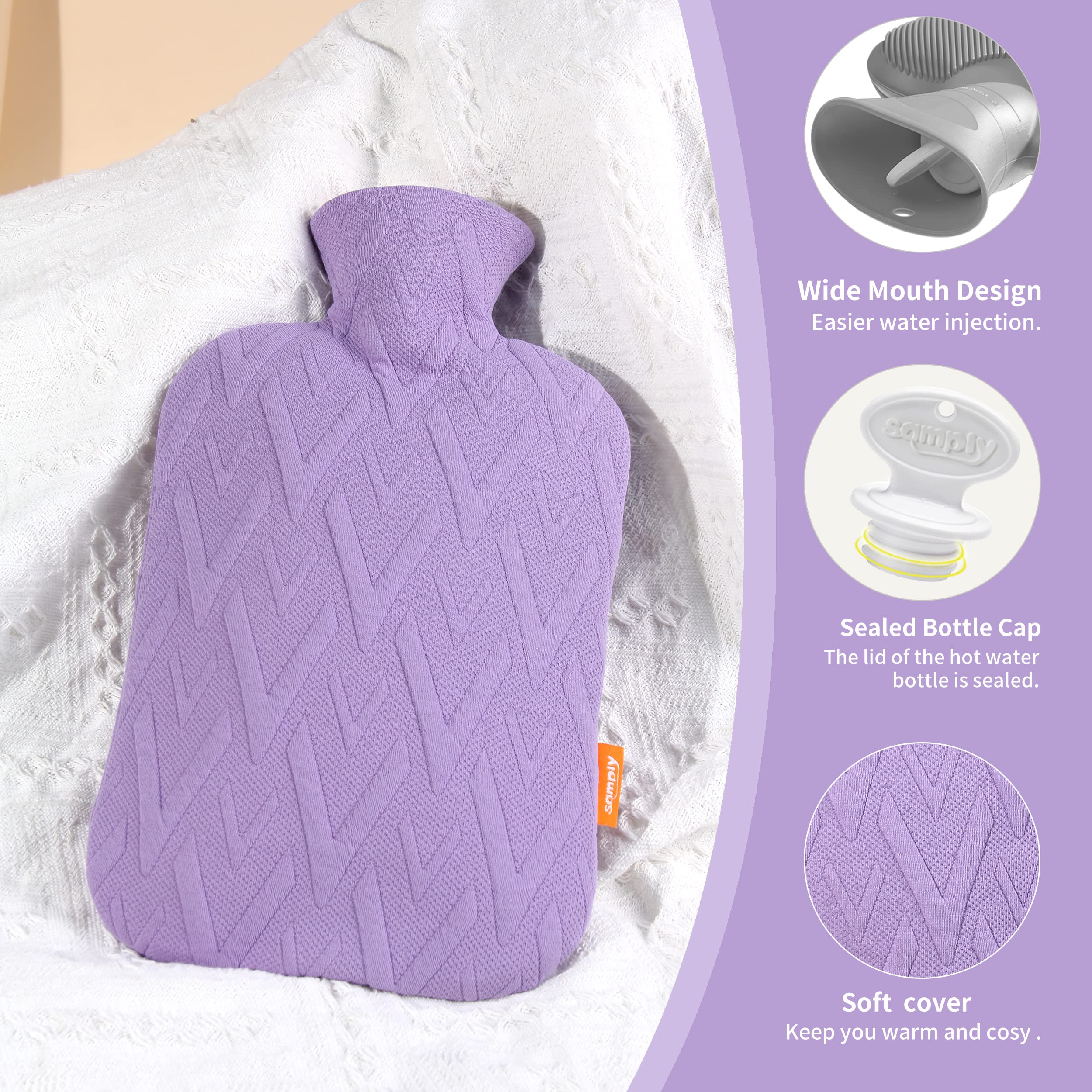 Samply therapeutic purple heating bag being applied to relieve neck and shoulder muscle soreness