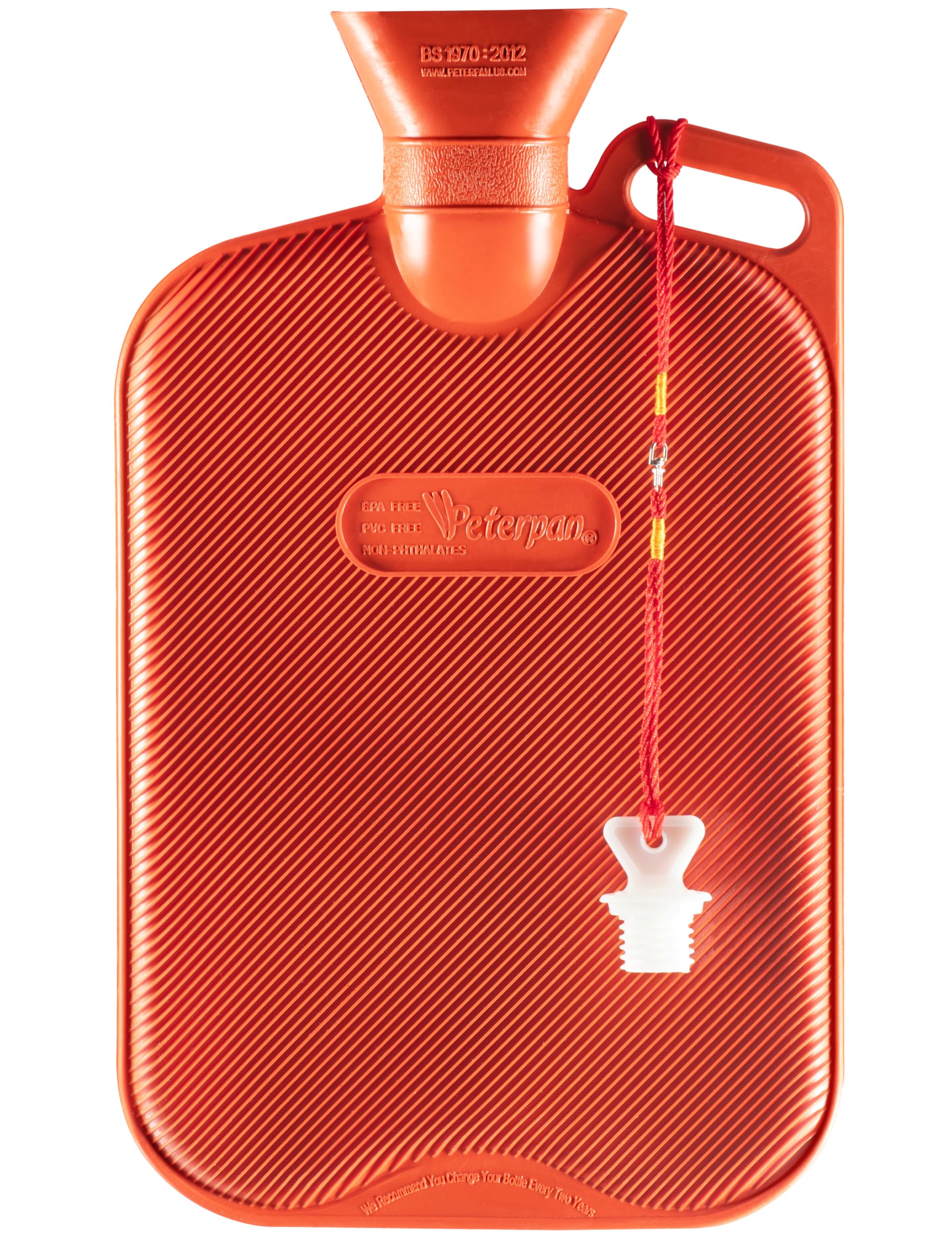Close up view of Peterpan leakproof second generation stopper attached to a red lanyard cap