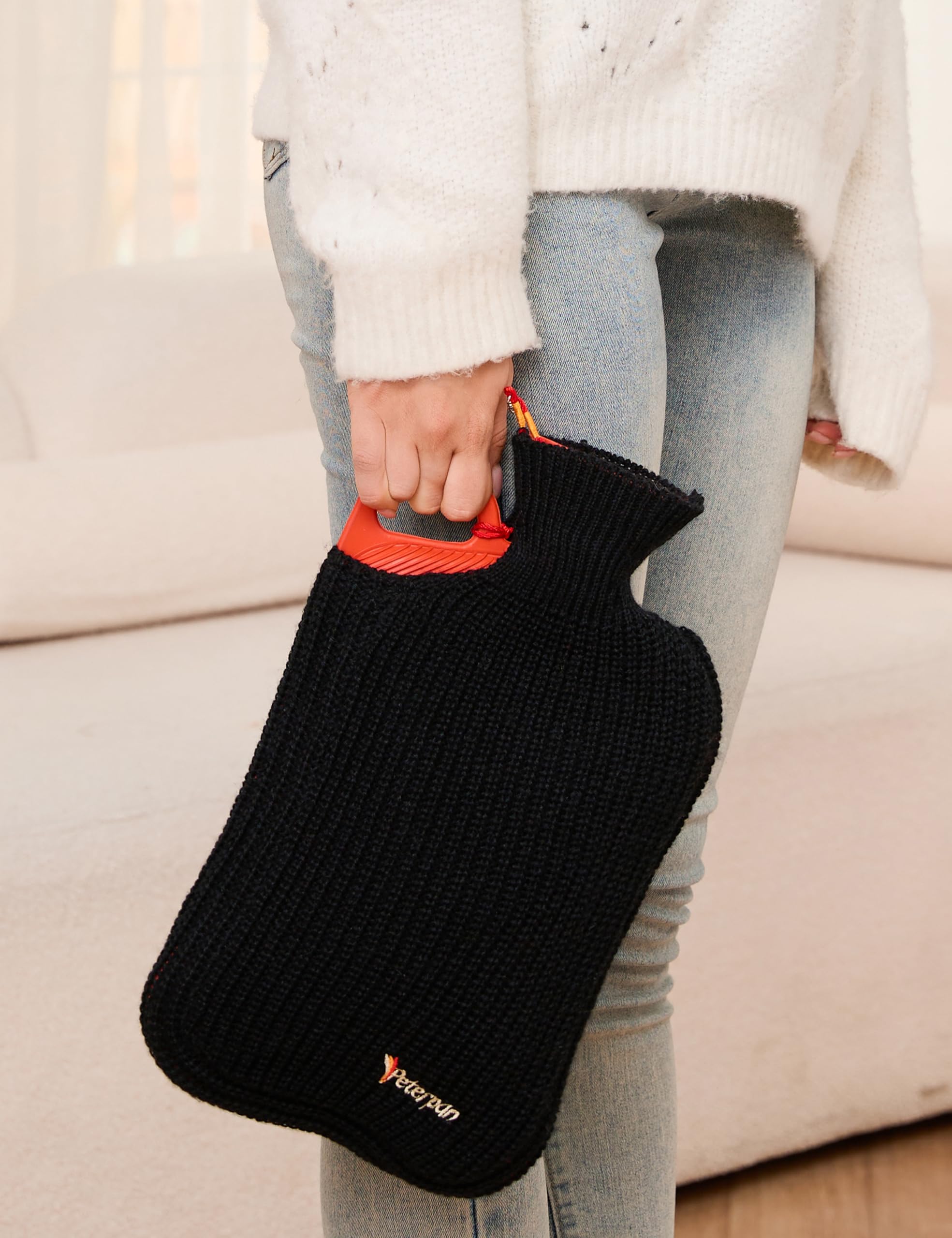 Premium black wool blend knitted sleeve for Peterpan non toxic body warmer bag
