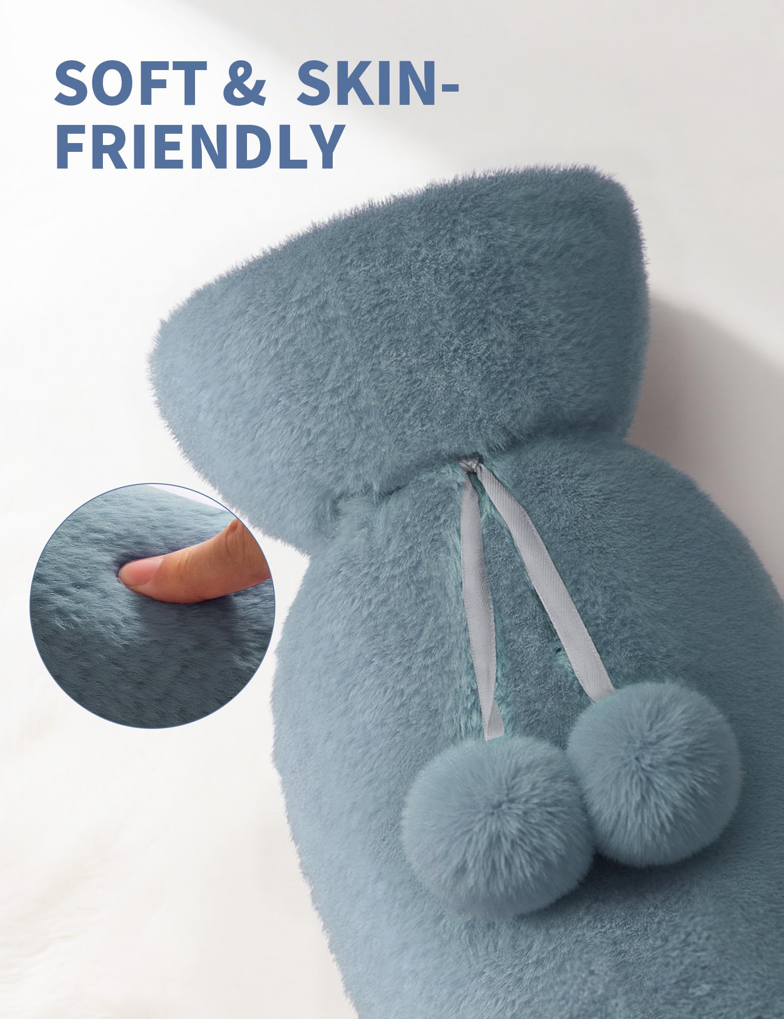 Noble Gray rubber heating pad being filled carefully to two thirds capacity with warm water.