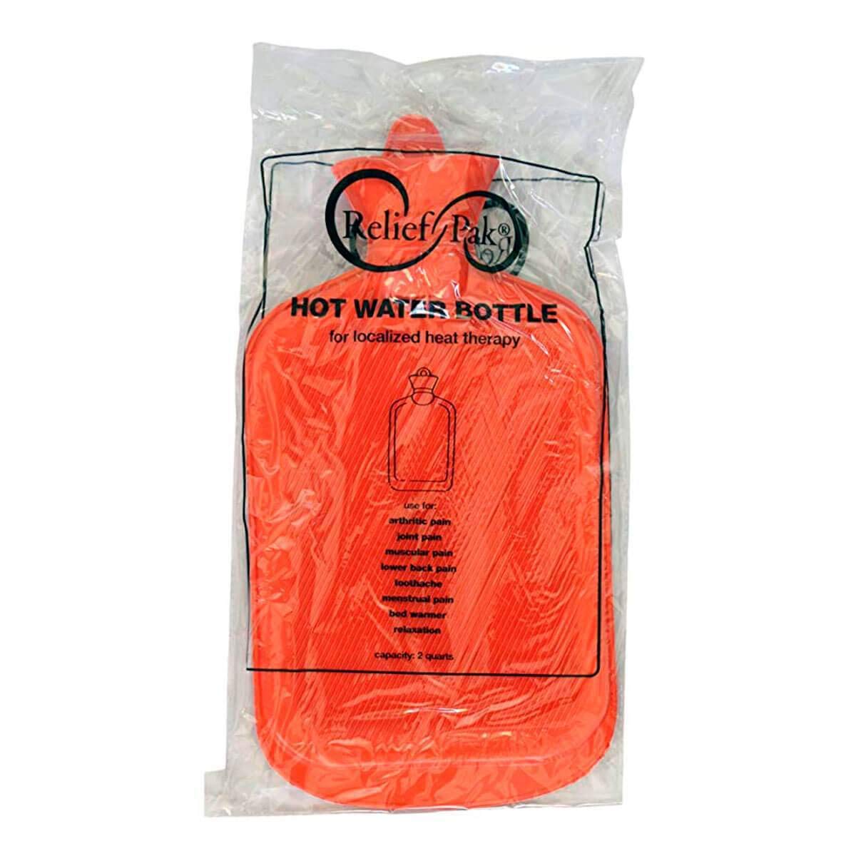 Relief Pak 2-quart hot water bottle showing ribbed surface texture