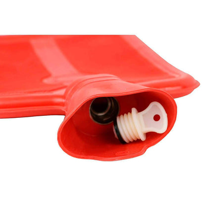 Close up of Relief Pak hot water bottle secure screw top stopper