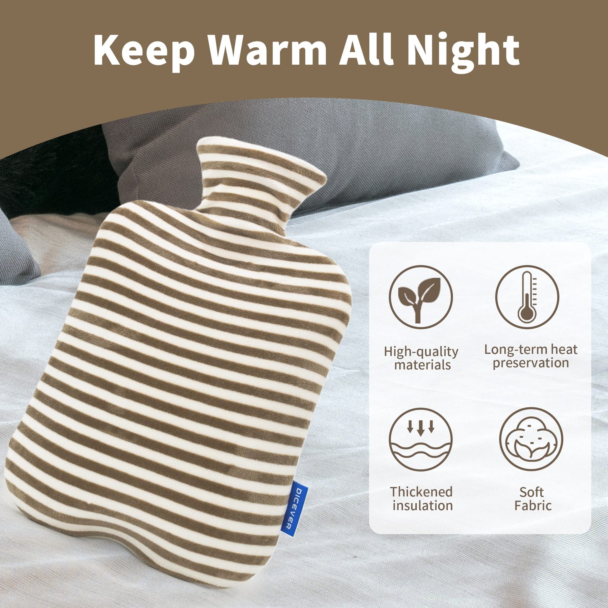 Durable gray two liter hot water bag showing the wide mouth design optimized for safe filling without splashing.