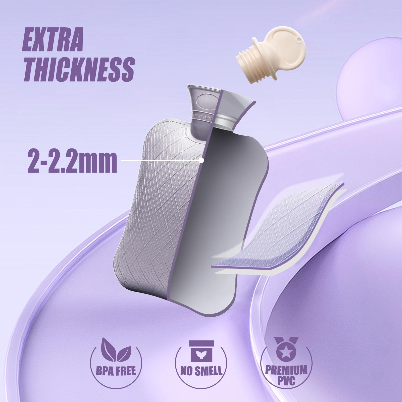 Close up view of the secure leak proof screw cap and wide mouth on the FORICOM heating pad