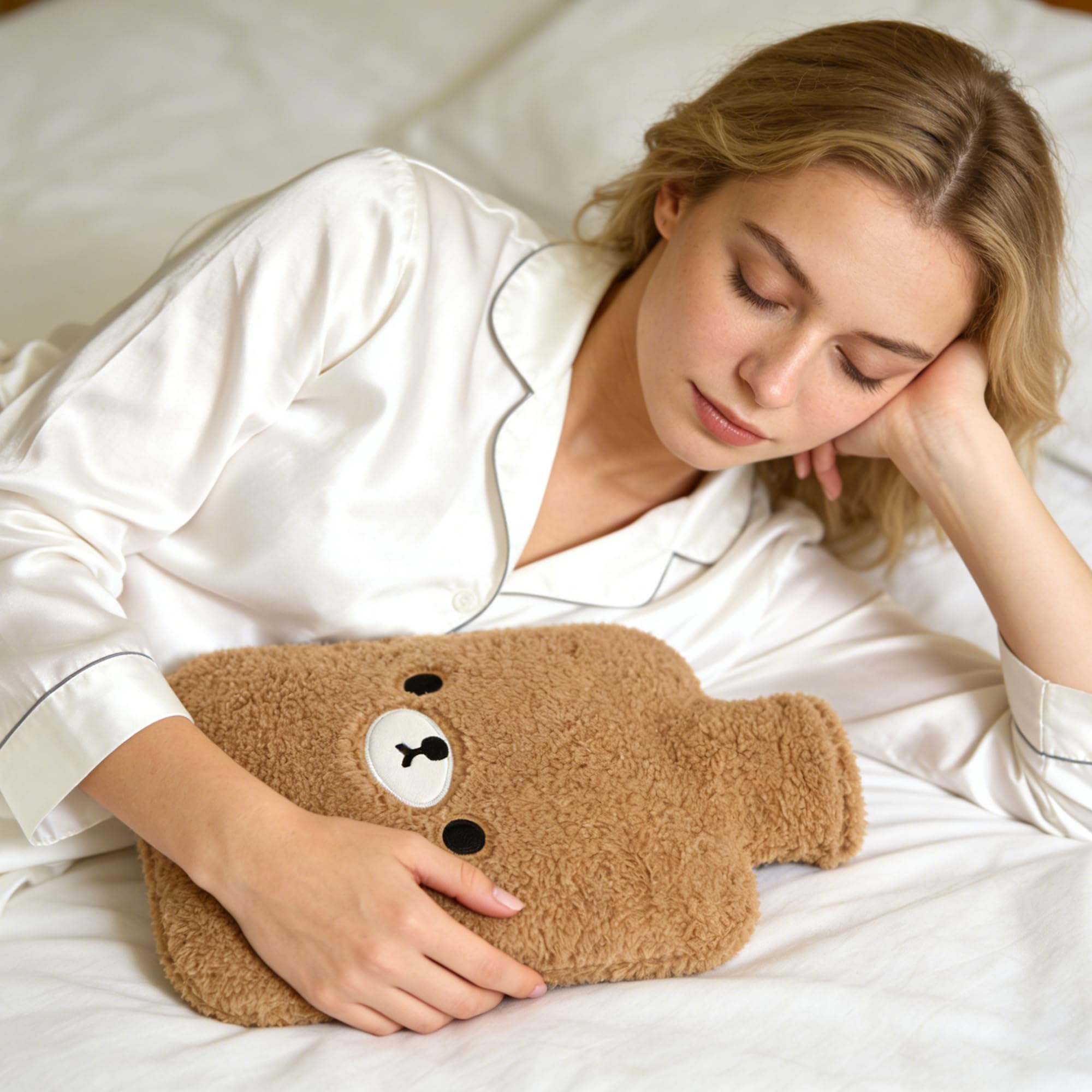 Samply hot and cold compress bag with removable plush bear cover