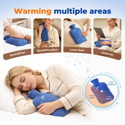 Premium thickened material of the DICEVER hot water bottle showing its explosion proof design.