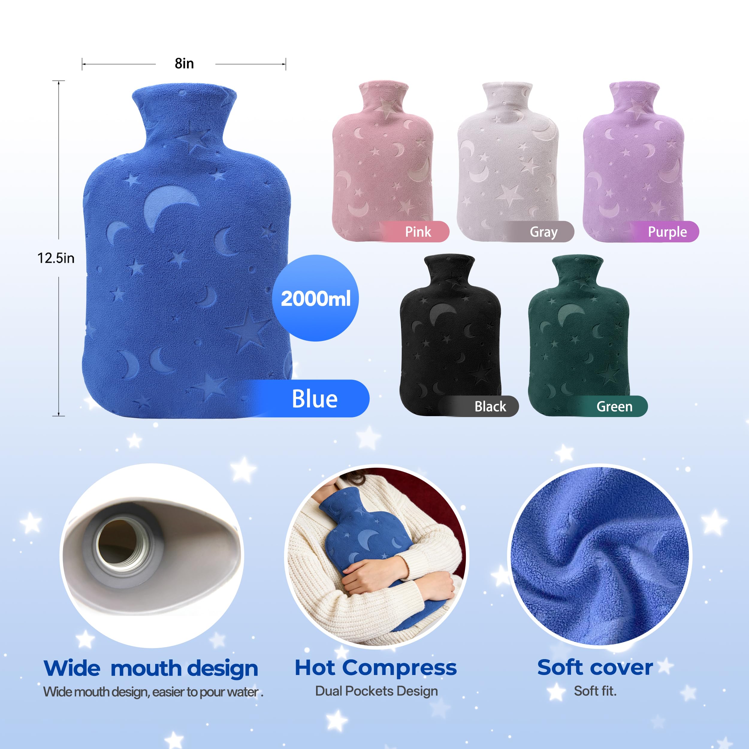 DICEVER hot water bottle being used as a cold compress for neck and shoulder pain relief.