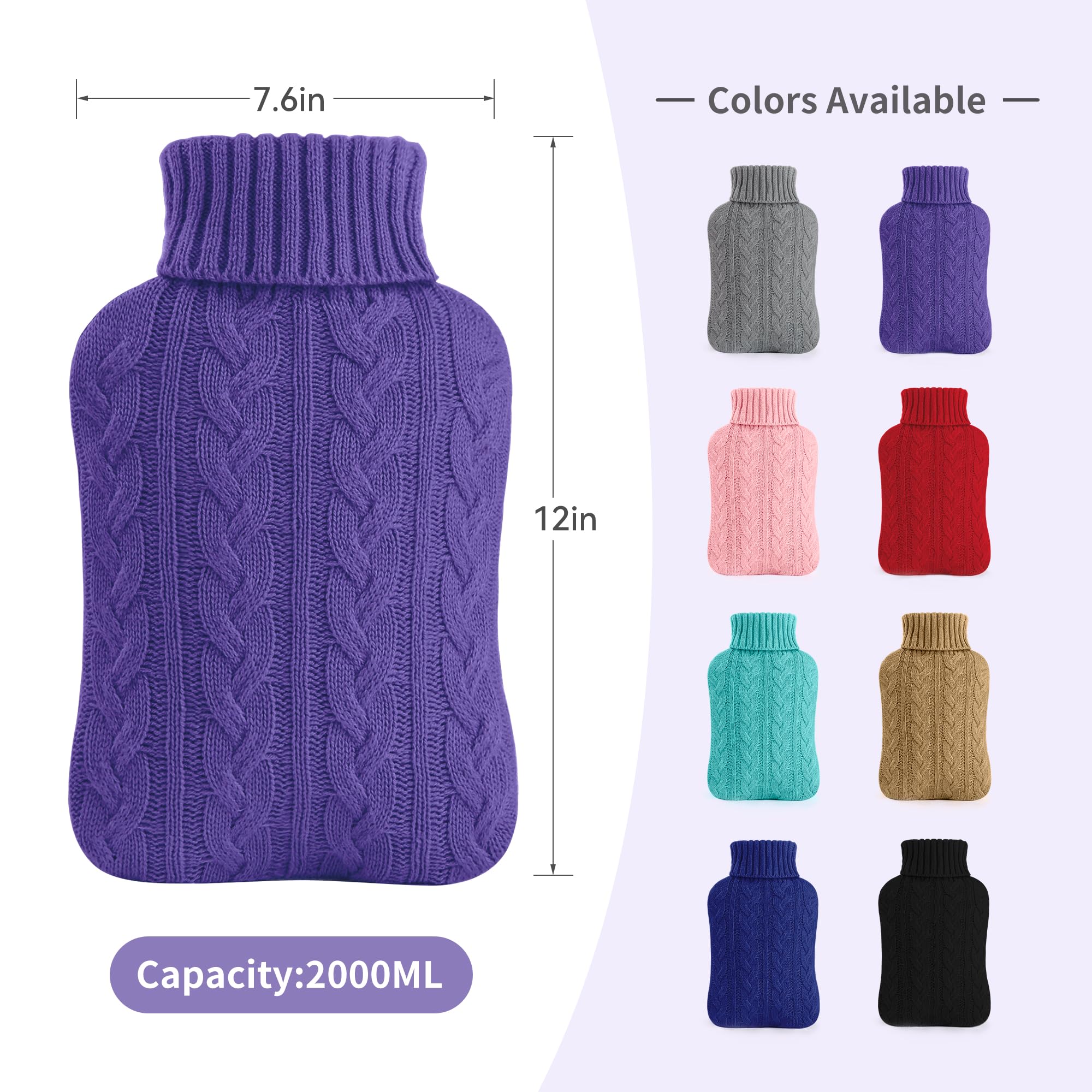 Samply non electric heat therapy bag with purple cable knit sweater sleeve texture